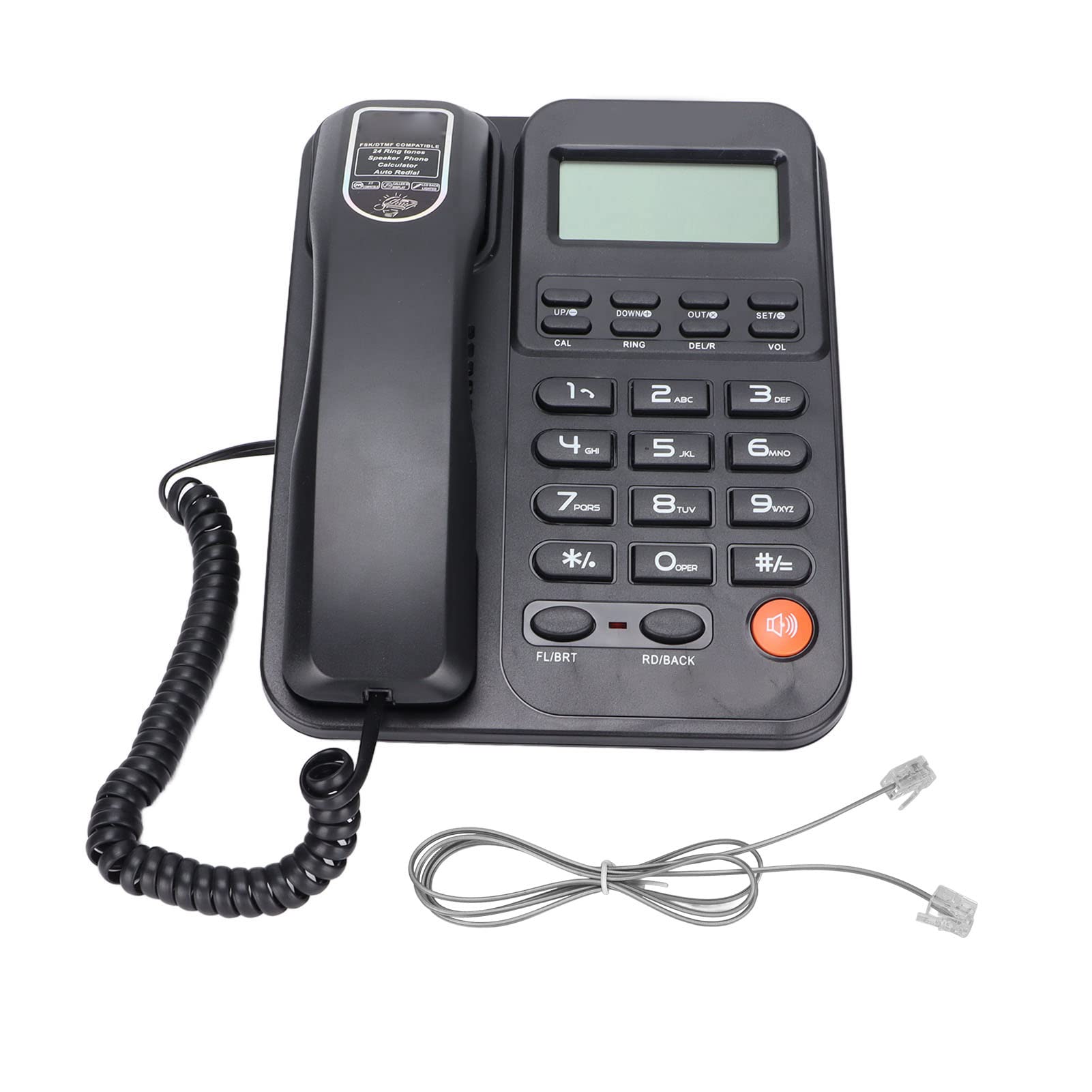 ASHATA KX T2026CID Corded Landline Phone with LCD Display, Handsfree Speakerphone, Caller ID & 24 Ringtones - Perfect for Home, Office & Hotel Use (Black)