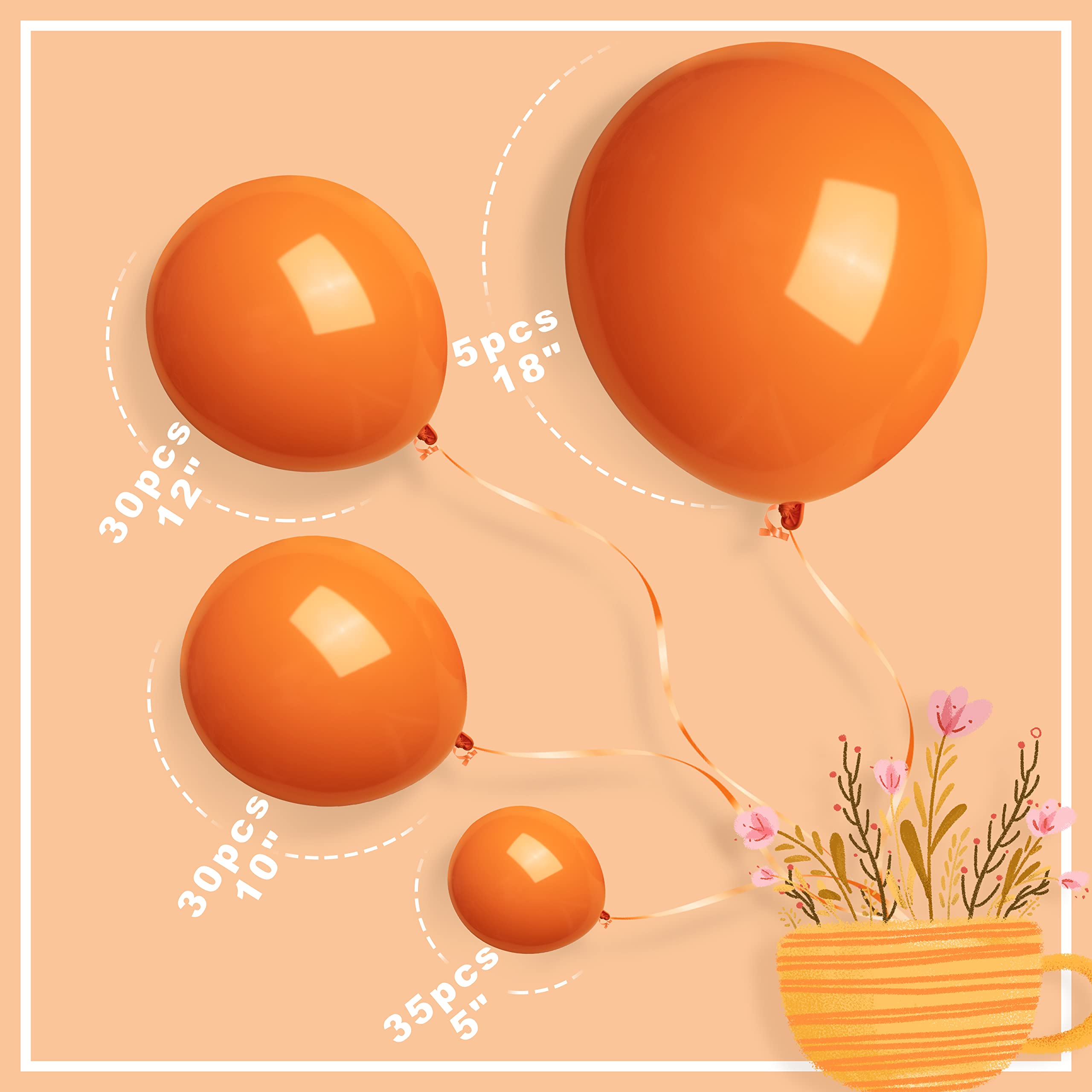 100Pcs Burnt Orange Balloons - 5/10/12/18 Inch Halloween, Thanksgiving & Fall Party Decorations | Baby Shower, Autumn Wedding & Seasonal Celebration Decor