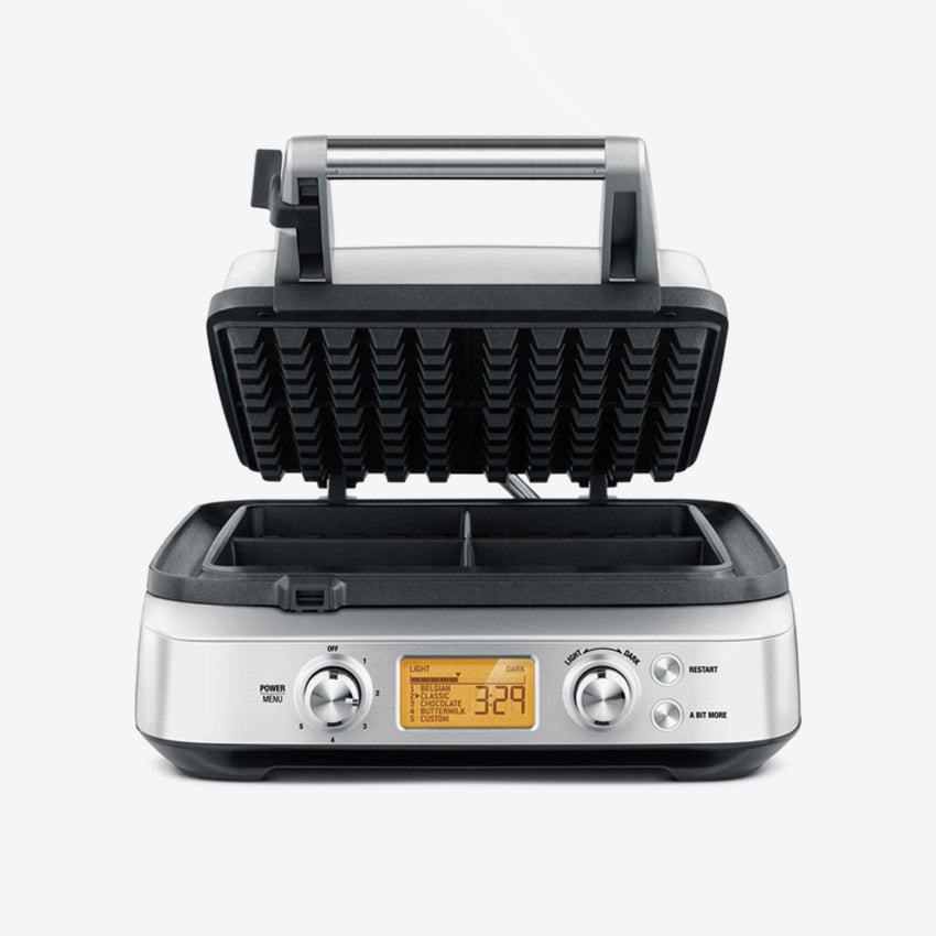 Breville The Smart Waffle Pro 4 Slice Waffle Maker - Stainless Steel Belgian Waffle Iron with Adjustable Browning Control - Perfect for Family Breakfast, Brunch & Holiday Gatherings