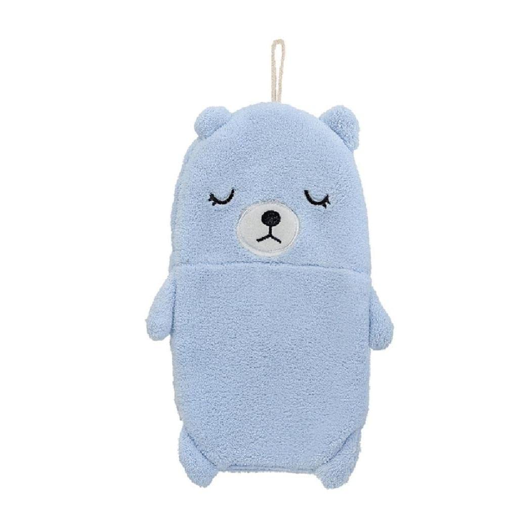 Soft Coral Velvet Hand Towel - Cute Cartoon Animal Bear Design, Super Absorbent & Quick Dry, Hanging Towel for Baby, Kids, Bathroom & Kitchen Use - Perfect for Bath, Face, Hands & Dish Drying