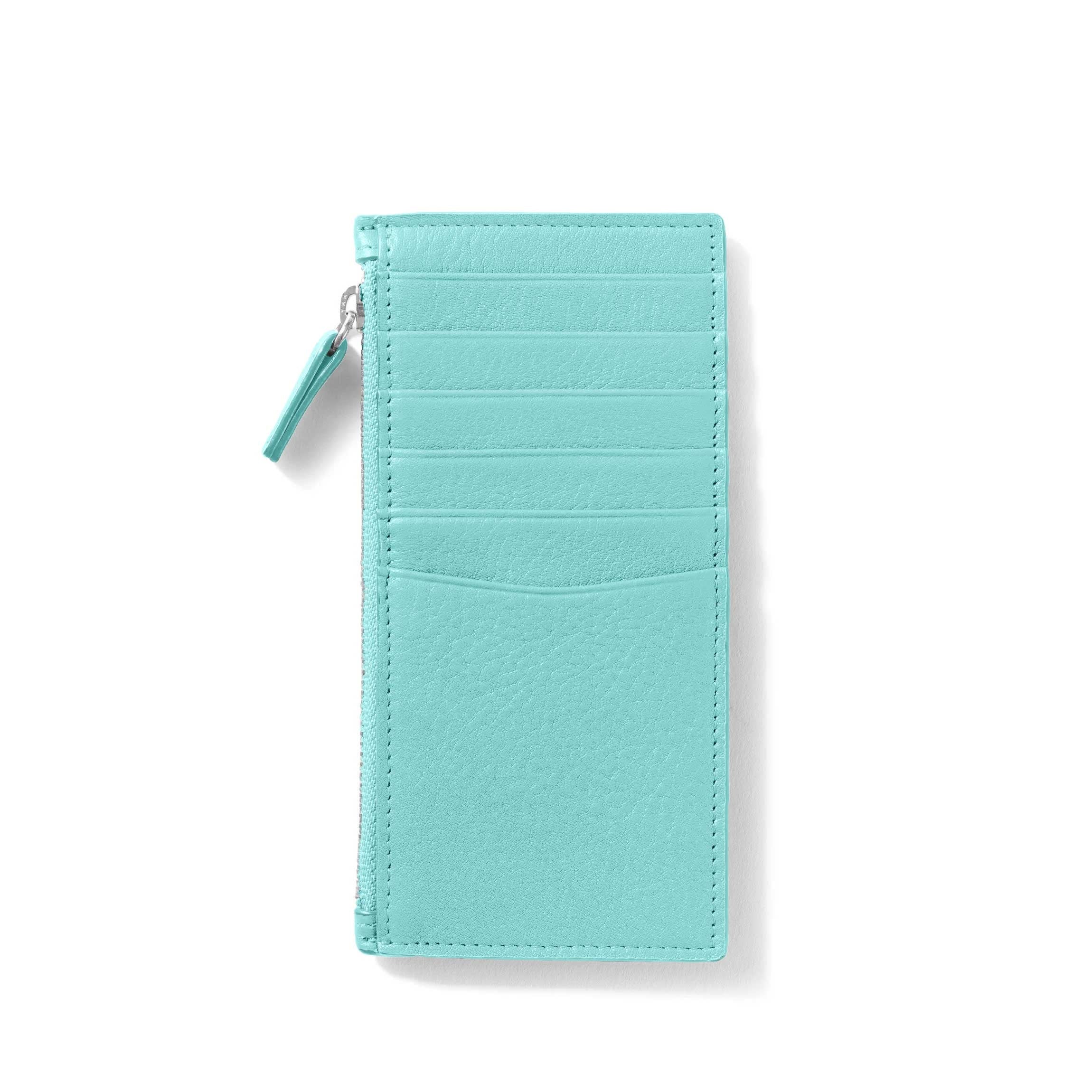 Devon Slim Zip Card Case Wallet for Women - Celeste Blue RFID Blocking Compact ID Holder | Perfect for Travel, Work & Everyday Use