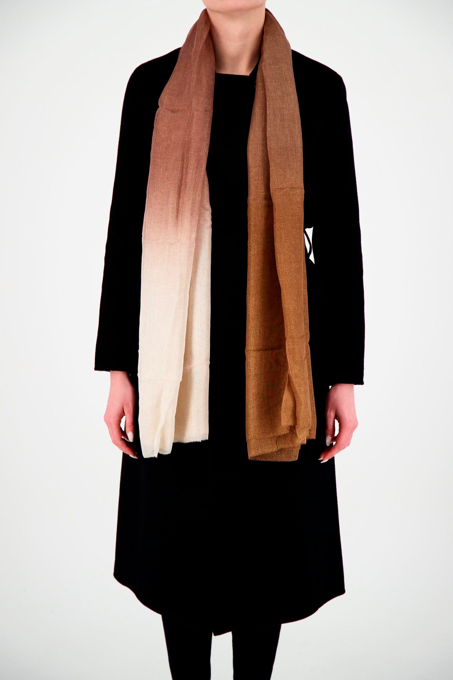 Faliero Sarti Bronze Splendor Luxury Silk Scarf - Elegant Fashion Accessory for Women, Perfect for Parties, Weddings & Special Occasions