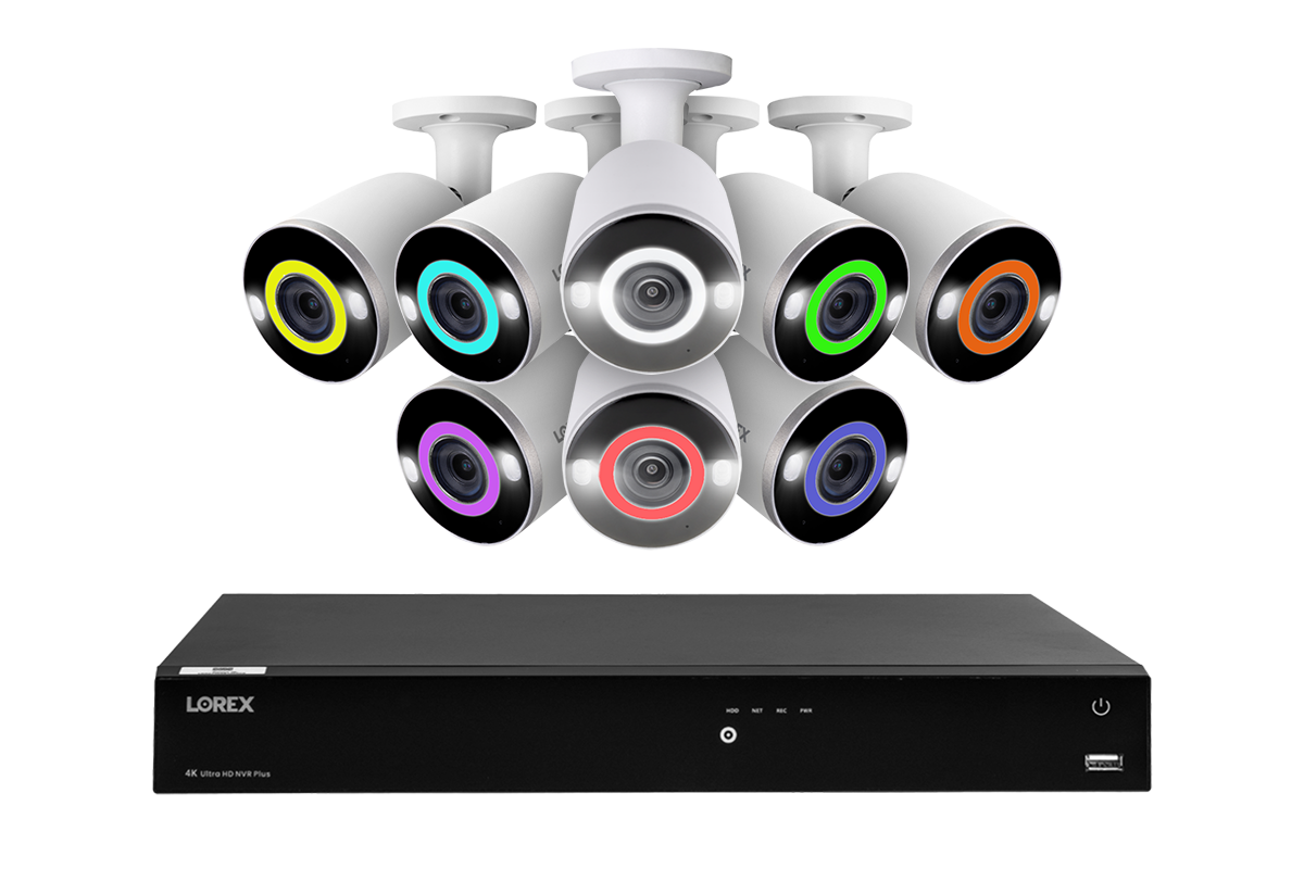 Lorex Fusion Series 4K 16-Channel Wired/WiFi Security Camera System with 8 H16 IP Bullet Cameras & 4TB NVR - Home & Business Surveillance for Indoor/Outdoor Protection