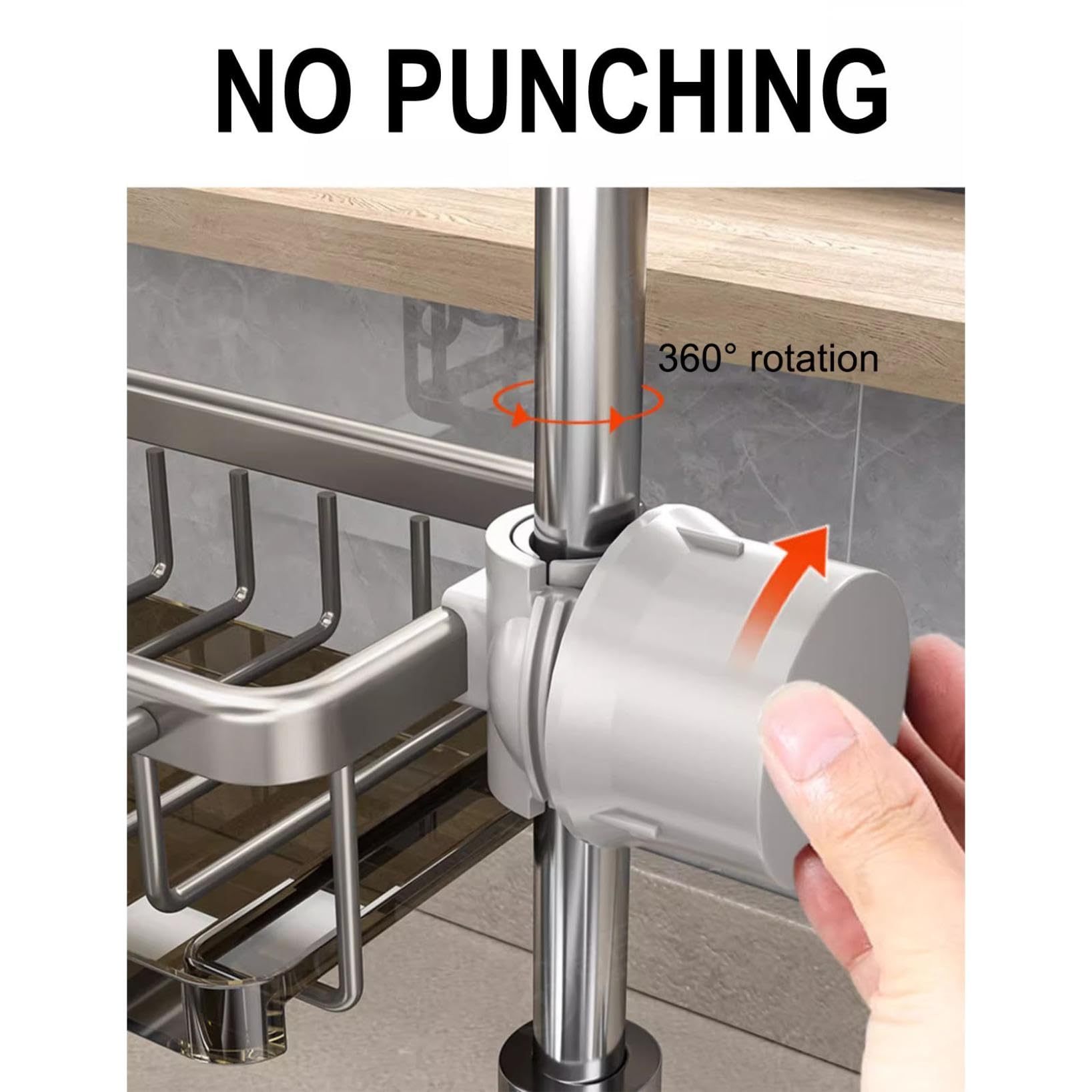Stainless Steel Faucet Sponge Holder & Sink Caddy Organizer - Over the Faucet Hanging Drain Rack for Kitchen & Bathroom - No Drilling Required, Space Saving Sink Organizer (Silver) - Perfect for Small Kitchens, Apartments & RVs