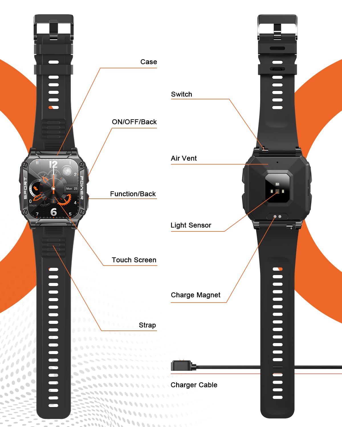 Hohosb Sport Smart Watch for Men & Women - 1.95