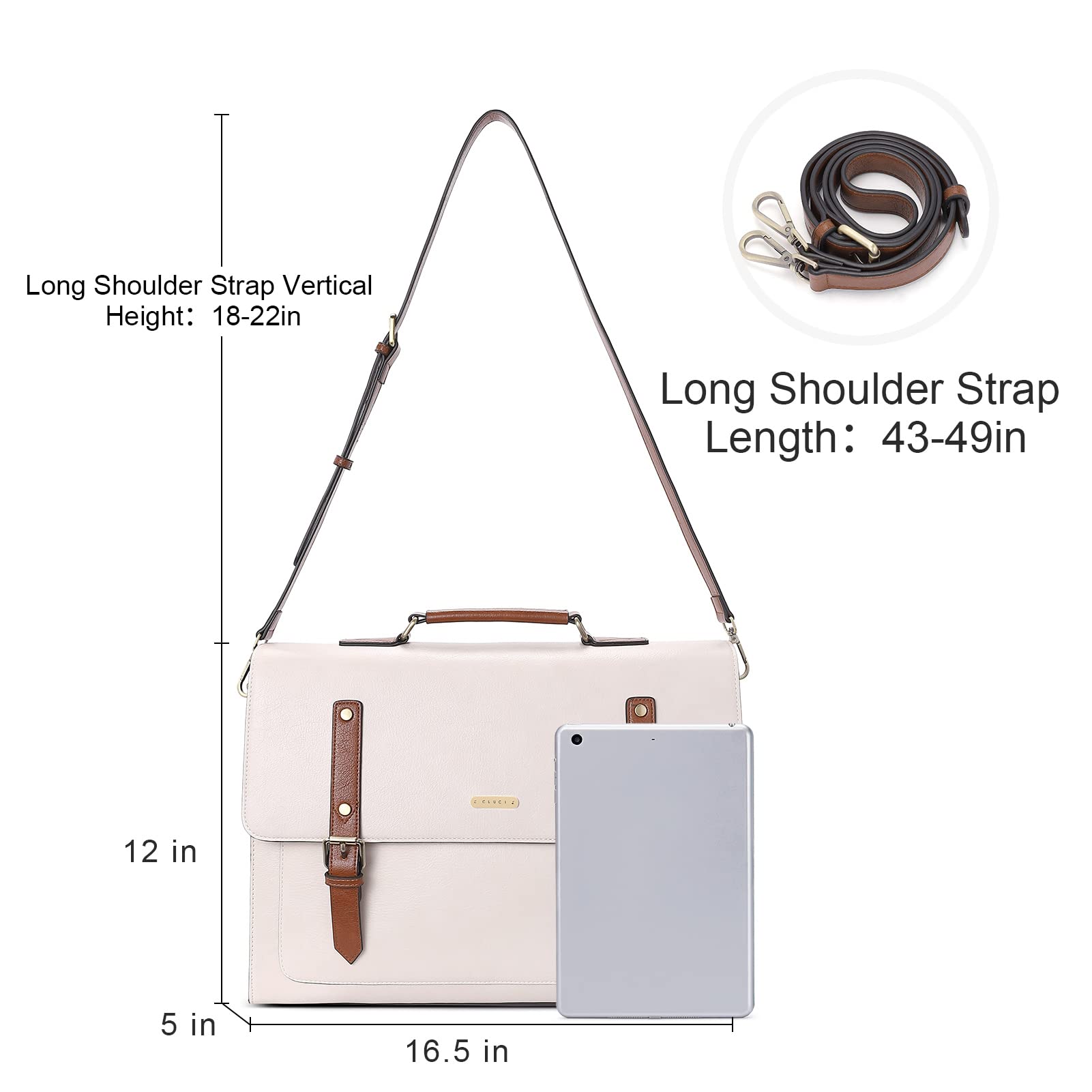 CLUCI Genuine Leather Briefcase for Women - 15.6 Inch Laptop Bag Professional Business Tote Work Handbag - Perfect for Office, Meetings & Business Travel