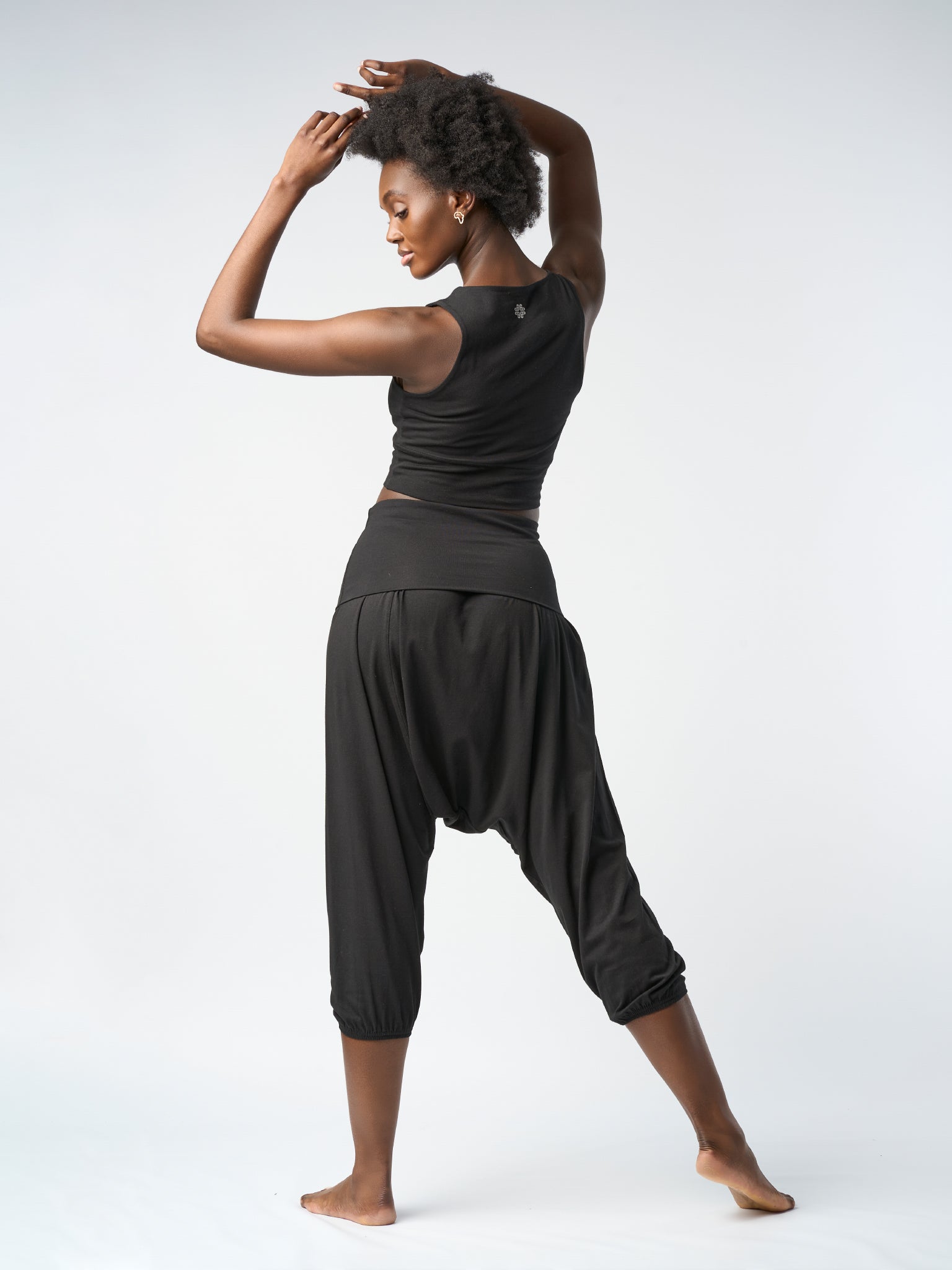 Gossypium Retreat Harem Pants for Women - Soft Cotton Lounge Pants - Comfortable Black Boho Pajama Bottoms for Yoga, Meditation & Home Relaxation