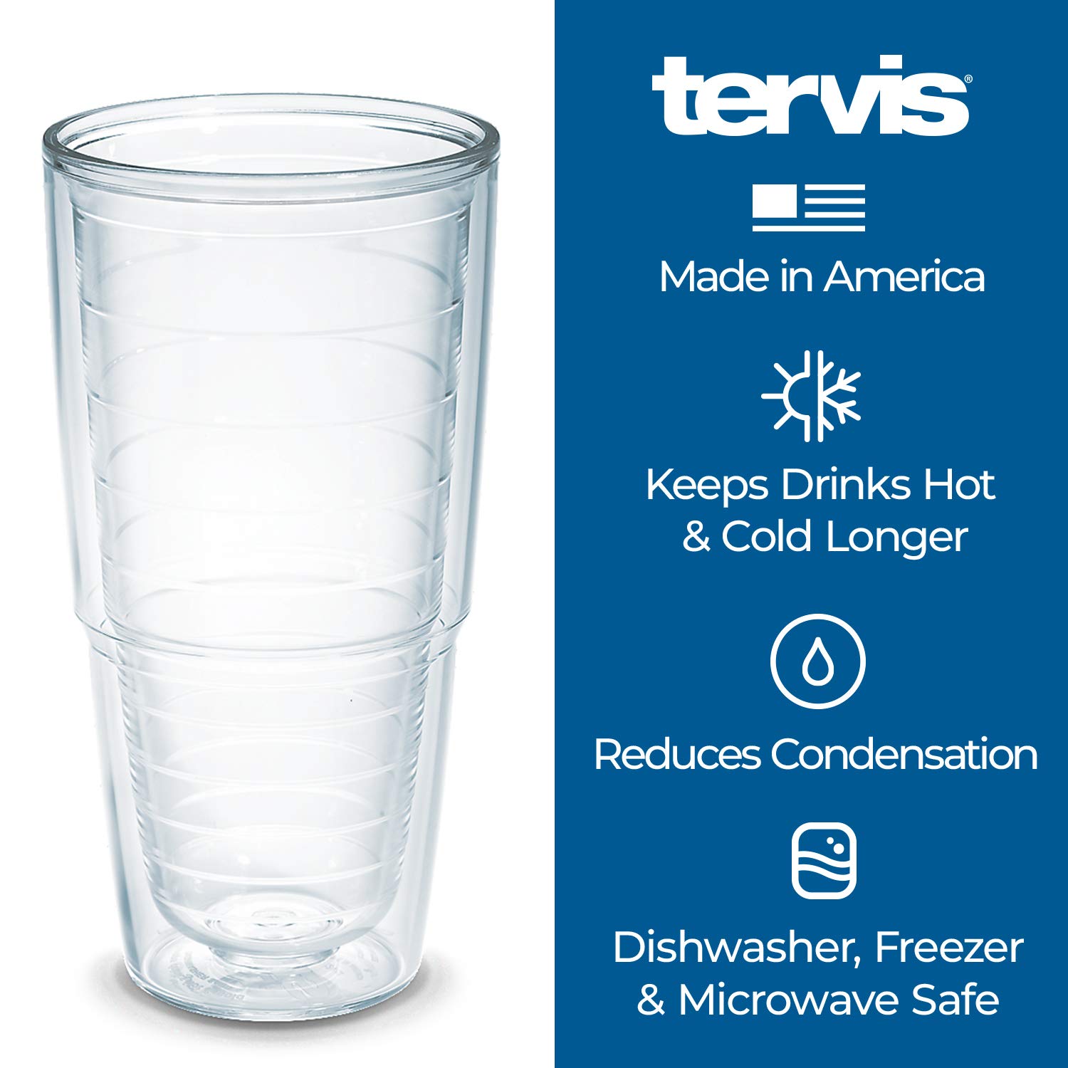 Tervis 24-Ounce Quartz Insulated Tumbler with Lid - Perfect for Hot & Cold Drinks at Home, Office or Travel