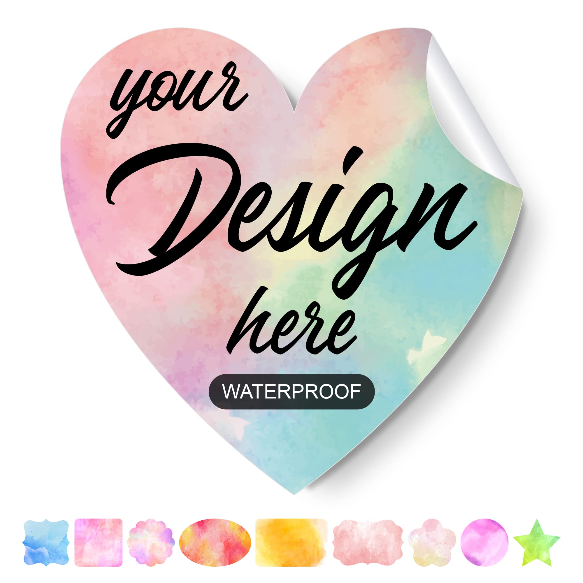 Custom Stickers Personalized Labels - DIY Customized Stickers with Any Design, Image, Logo, or Text | Waterproof & Durable | Perfect for Business Branding, Thank You Gifts, Product Packaging, and Event Favors (100 Heart-Shaped Labels, 3.5
