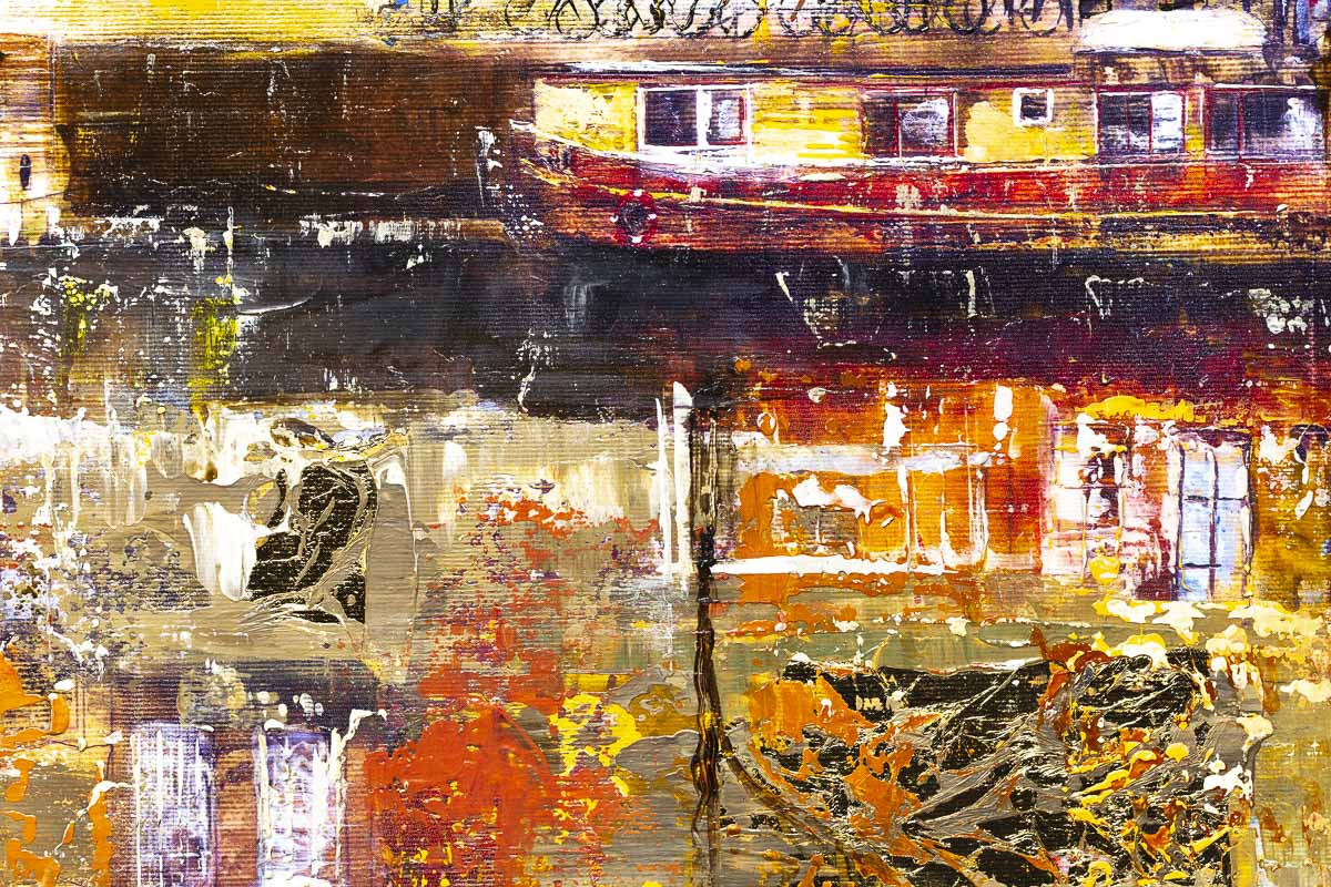 Amsterdam Reflections Original Canvas Art Print - Stunning Cityscape Wall Decor for Living Room, Bedroom & Office