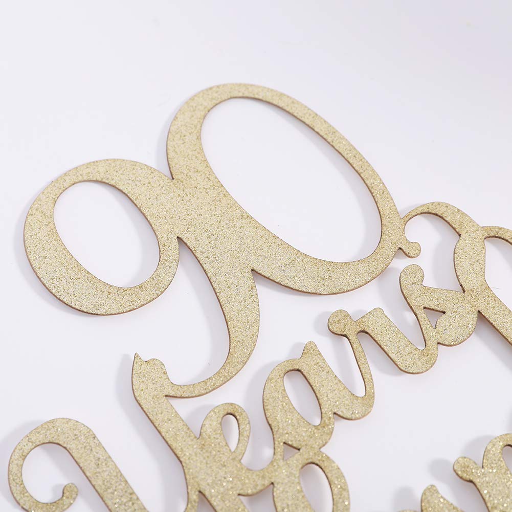90th Birthday Cake Topper - Glitter Photo Decoration for 90 Years Celebration, Anniversary Party Supplies | Perfect for Milestone Birthdays, Retirement Parties & Golden Anniversary Cakes