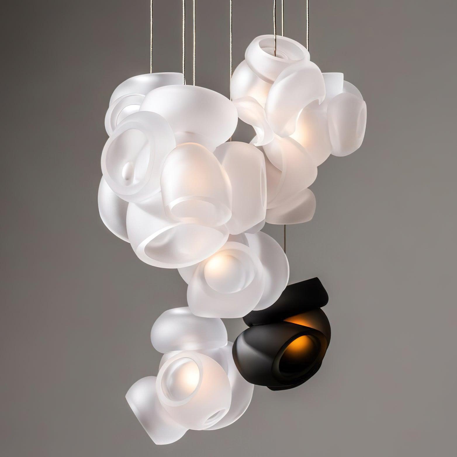 Modern Bubbles Cluster Pendant Light - 6-Light Glass Chandelier for Dining Room, Kitchen Island, Living Room, Bedroom - Elegant Ceiling Lighting Fixture