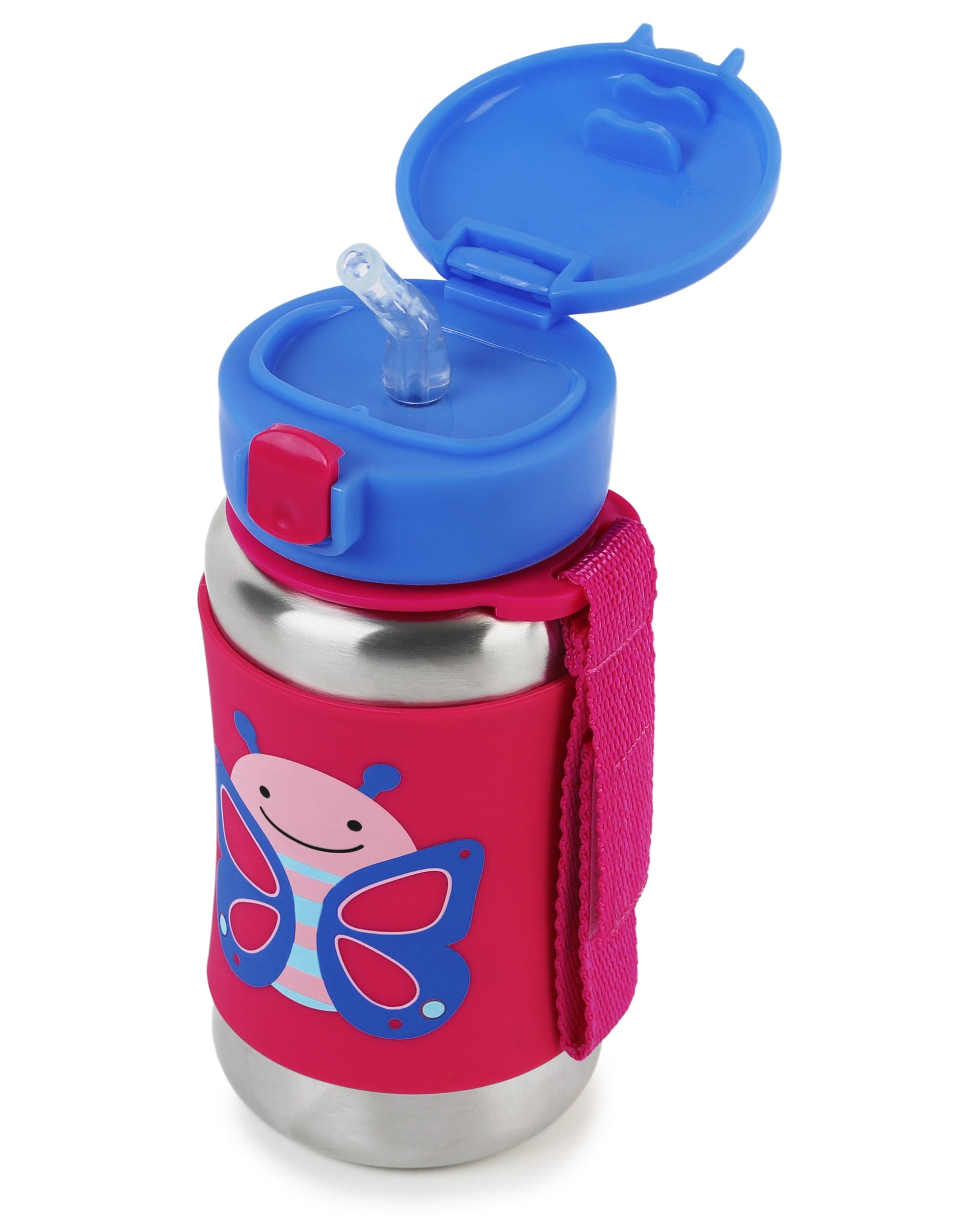Skip Hop Zoo Stainless Steel Straw Bottle - Insulated Kids Water Bottle with Leak-Proof Lid, BPA-Free & Eco-Friendly - Perfect for School, Travel & Outdoor Activities