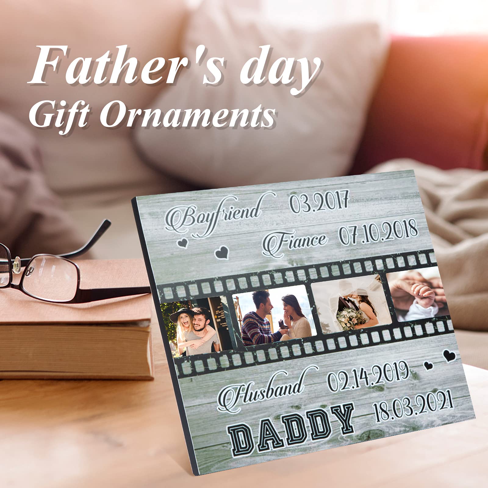 Personalized Father's Day Gift - Custom Photo Frame with Date for Husband, Boyfriend, Fiance & Dad - Romantic Home Decor for Anniversary, Birthday & Special Occasions - Perfect for Bedroom, Office & Living Room