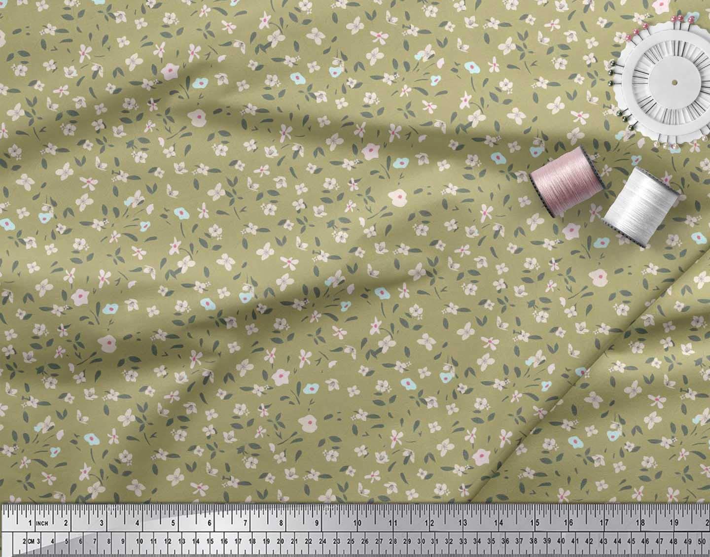 Soimoi Moss Georgette Brown Fabric by The Yard - 42 Inch Wide Printed Floral Leaves Design - Lightweight Flowy Fabric for Dresses, Blouses & DIY Fashion Projects