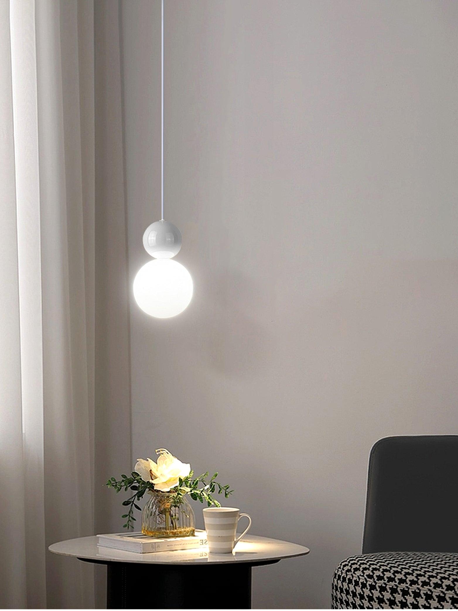 Modern Acrylic Two Ball Pendant Light Fixture - Sleek Minimalist Hanging Lamp for Dining Room, Kitchen Island, Bedroom or Living Room Decor