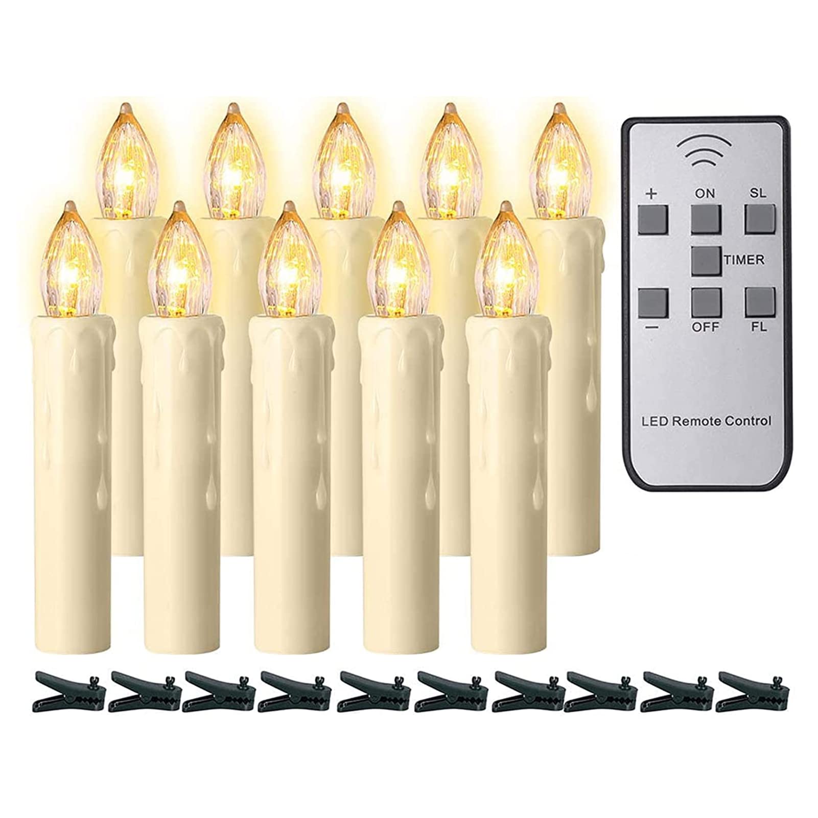 20 LED Flameless Candles - Dimmable Flickering Flame with Timer for Home Decor & Weddings