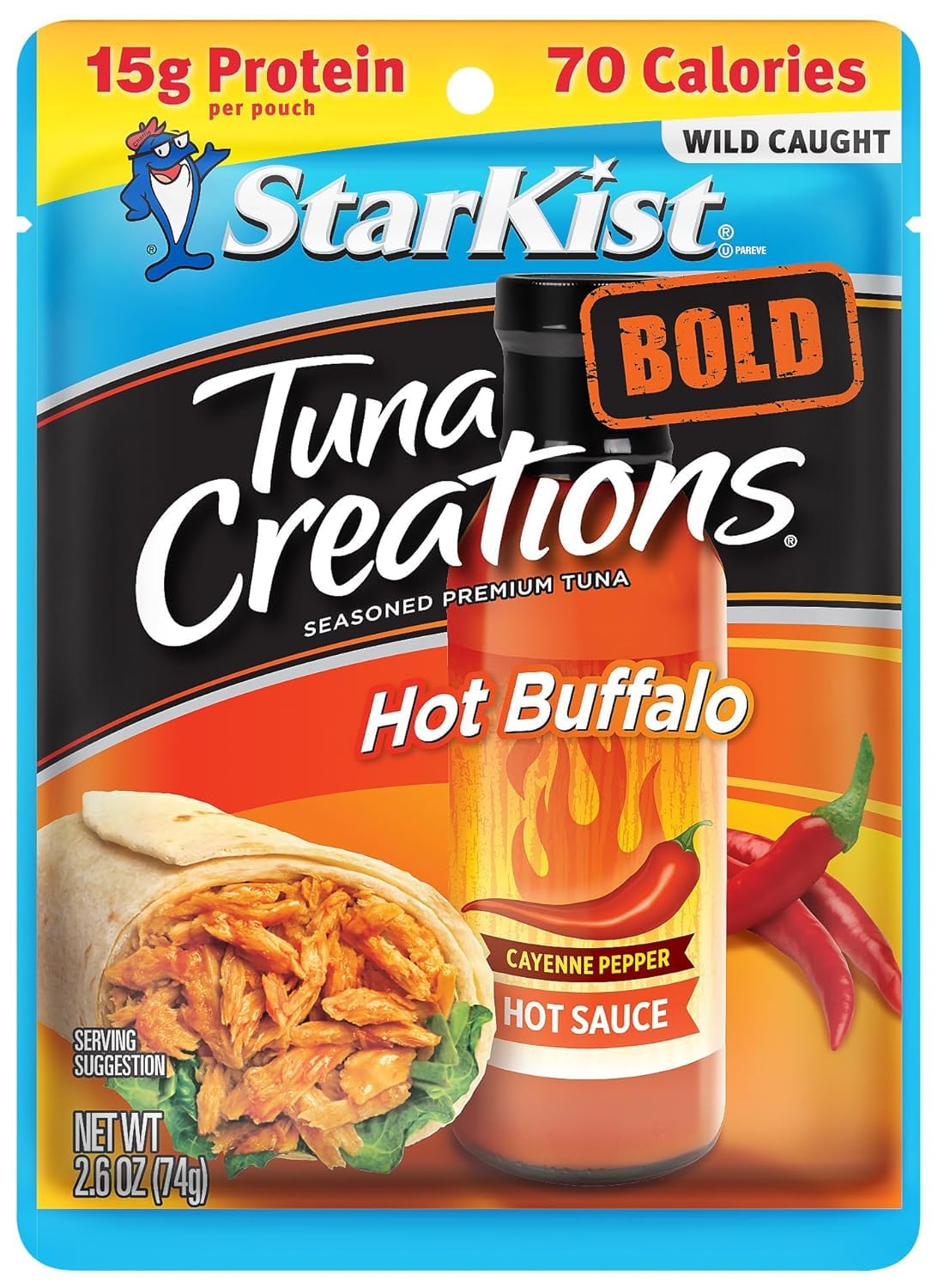 StarKist Tuna Creations BOLD Hot Buffalo Style - 2.6 Oz Pouch (Pack of 24) | Spicy Tuna Snack for Sandwiches, Salads & On-the-Go Meals