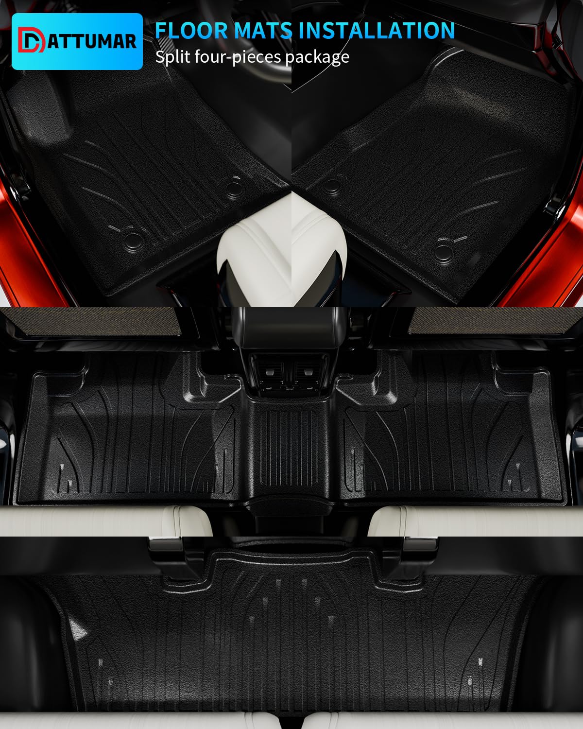 All-Weather Floor Mats for 2016-2024 Dodge Durango | 6-Seater Trunk Liner & Cargo Mat | Back Seat Cover | Complete Interior Protection Set (Trunk Mat + 3rd Row Backrest Mats + Floor Mats) | Perfect for Road Trips, Family Outings & Daily Commute