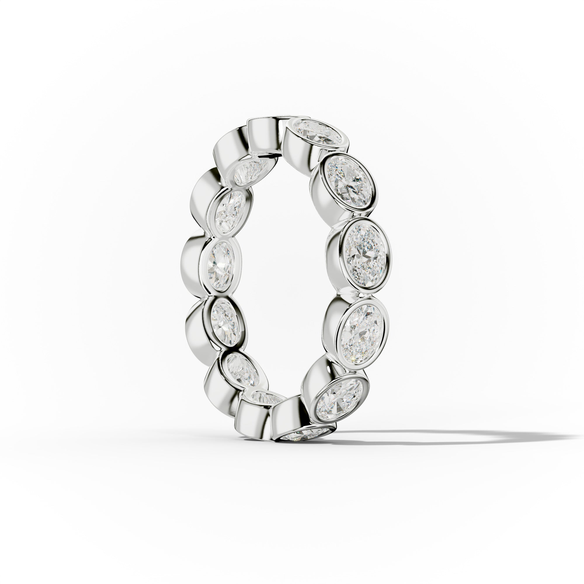 2.0 Carat East West Bezel Set Oval Diamond Eternity Band - Elegant Wedding Ring for Women, Anniversary Gift, Stackable Jewelry for Everyday Wear