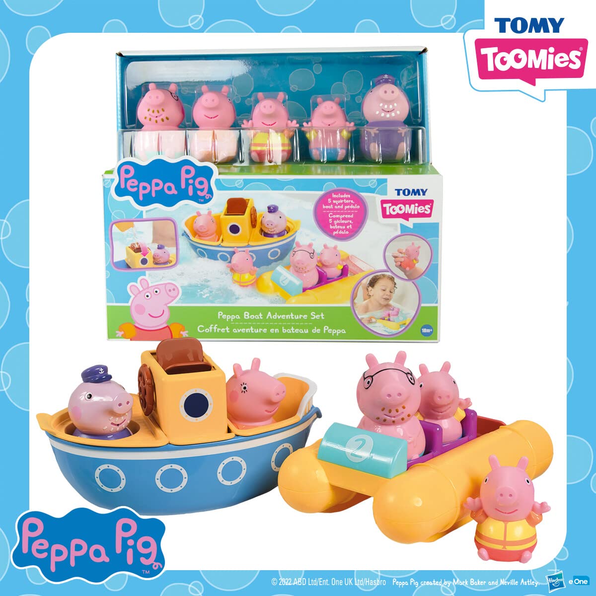 Peppa Pig Bath Toys Set - 2 Boat Toys & 5 Figures for Toddlers 18+ Months | Water Play, Bathtime Fun & Pretend Play | Perfect Gift for Kids Birthday & Christmas