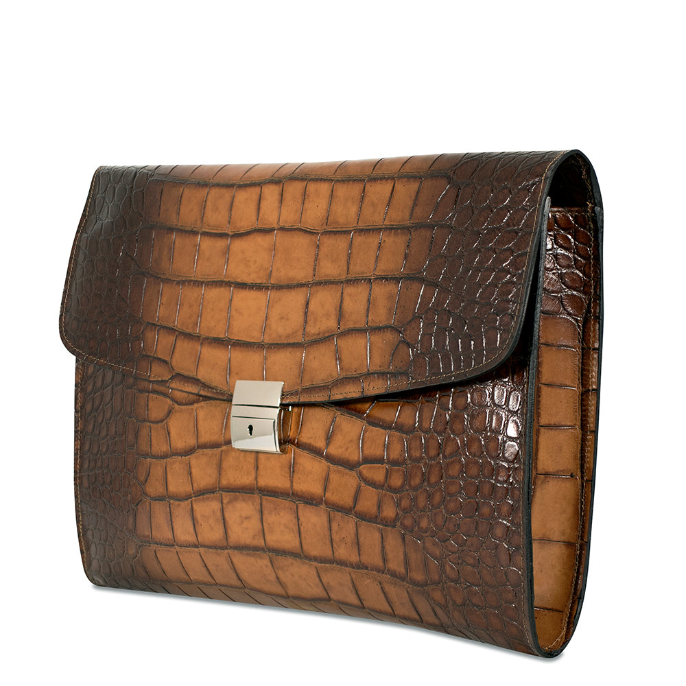 Premium Hand-Brushed Crocodile Leather Underarm Case #K001 - Stylish & Secure Carry for Business, Travel, and Everyday Use
