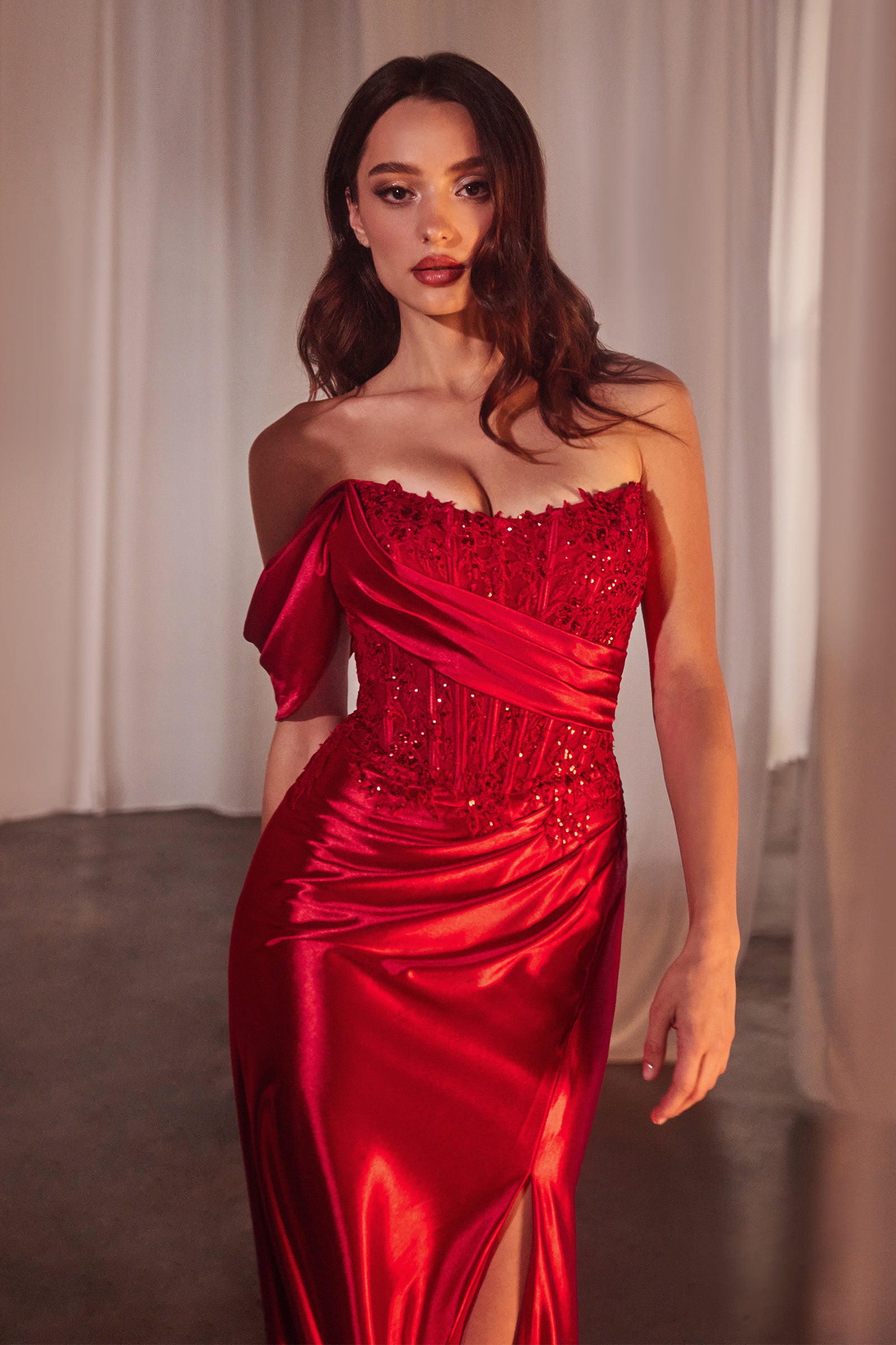 Elegant Phoebe Gown - Lace & Satin Fit and Flare Evening Dress for Prom, Wedding & Special Occasions