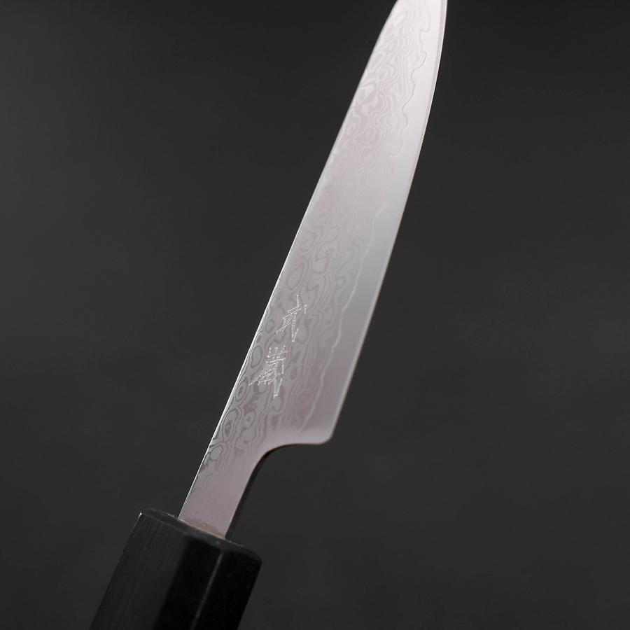 Premium VG-10 Damascus Steel Petty Knife 85mm with Dark Blue Urushi Handle - Perfect for Slicing, Peeling & Precision Kitchen Tasks