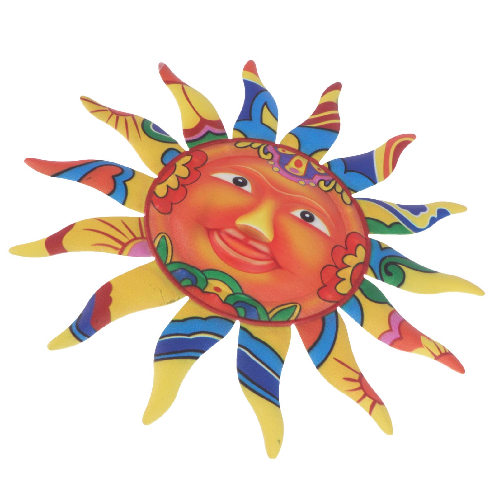 Vibrant Metal Sun Wall Art Decor - Handcrafted Iron Sun Face Hanging Sculpture for Indoor & Outdoor Decor - Farmhouse, Patio, Garden Decoration - Perfect for Boho, Rustic & Mediterranean Style Homes (Yellow)