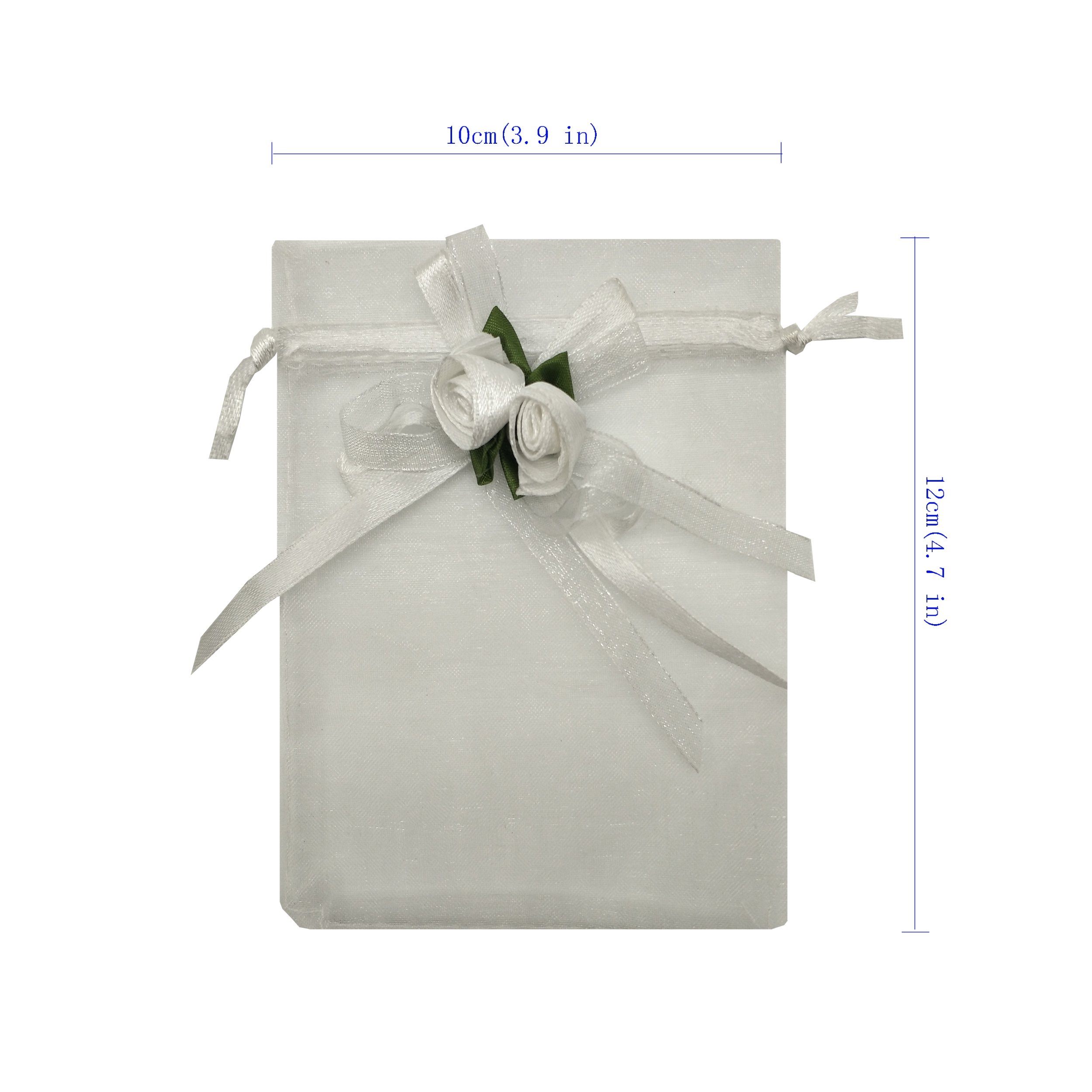 50pcs White Sheer Organza Favor Bags 3.8x4.8 Inches - Wedding Gift Bags, Party Favors, Jewelry Pouches & Sample Display Drawstring Bags - Perfect for Bridal Showers, Baby Showers & Special Events
