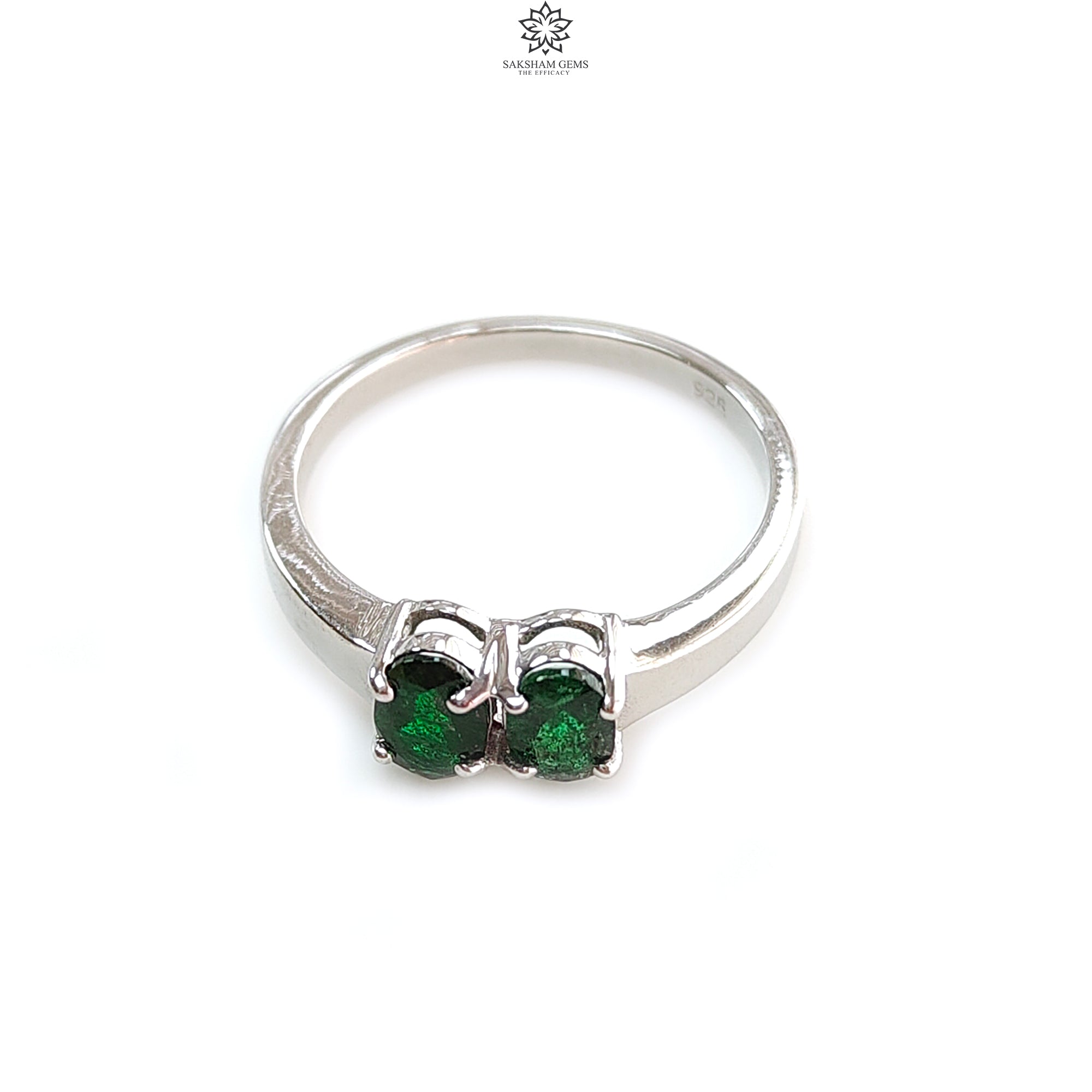 Natural Untreated Emerald Oval Faceted Cut 925 Sterling Silver Ring for Women | 2.78gms Genuine Emerald Prong Set Jewelry | Size 8.25 US | Perfect for Engagement, Anniversary Gifts & Everyday Elegance