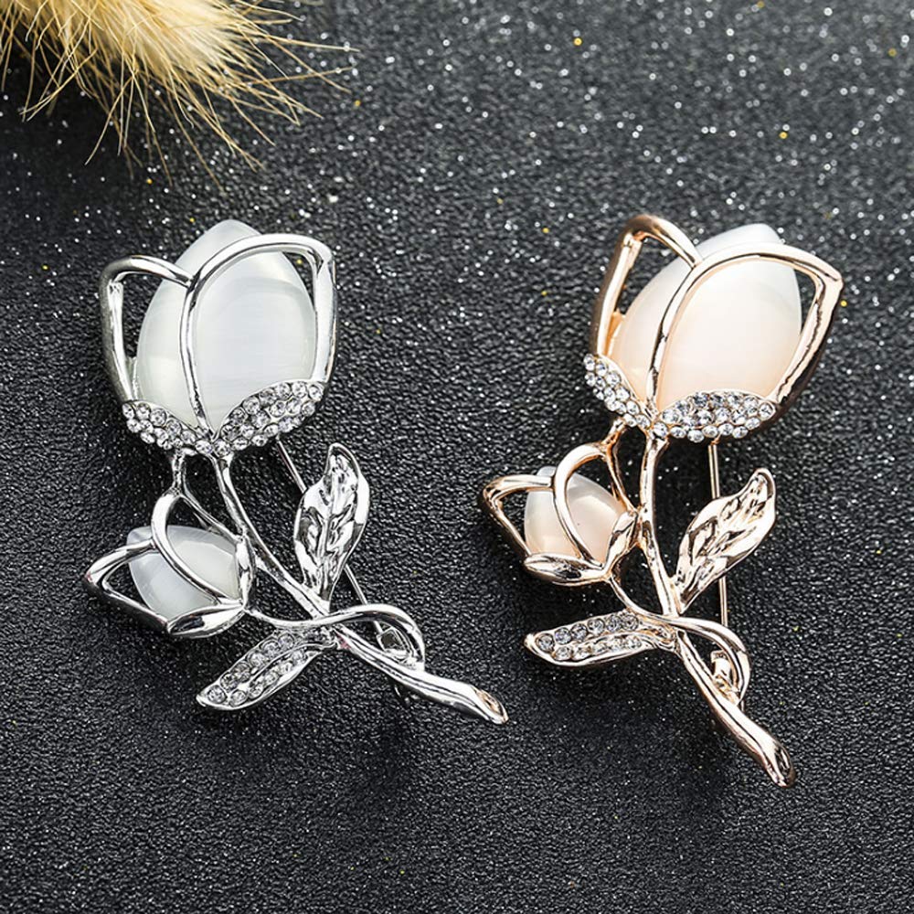 Elegant Rose Gold Crystal Rhinestone Brooch - Fashion Flower Pin for Women & Girls | Perfect Gift for Weddings, Parties & Special Occasions