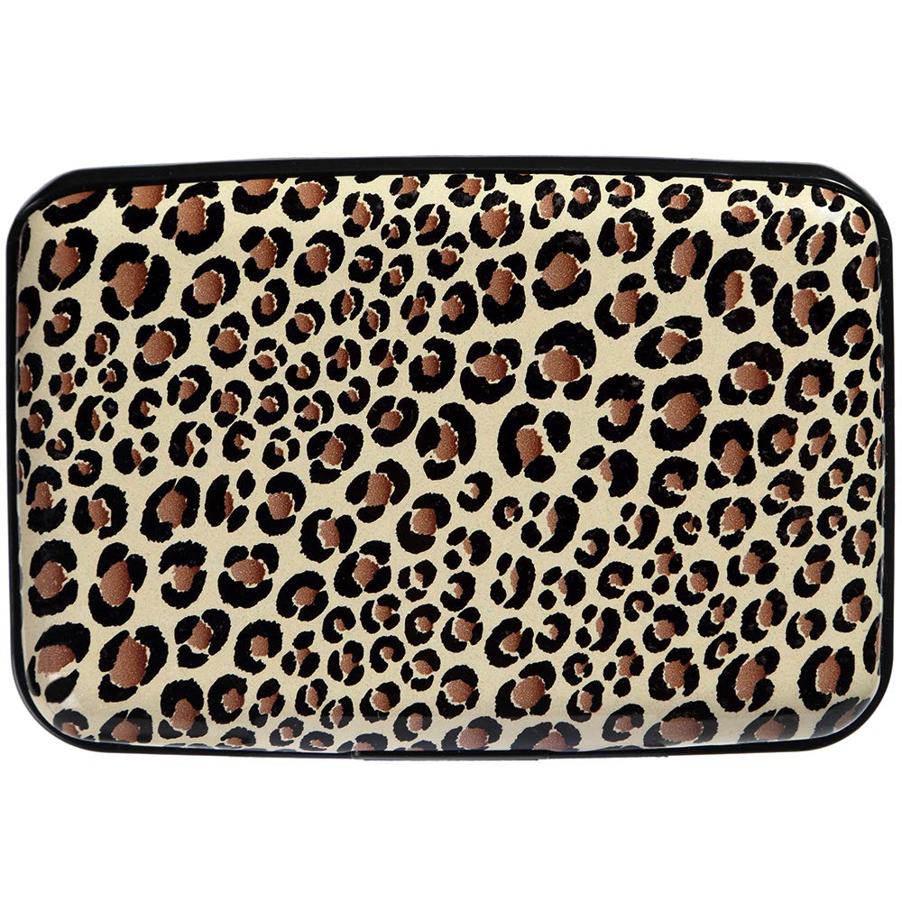 RFID Blocking Aluminum Wallet for Men & Women - Slim Metal Credit Card Holder & ID Case (Leopard Print) | Secure Travel & Everyday Use