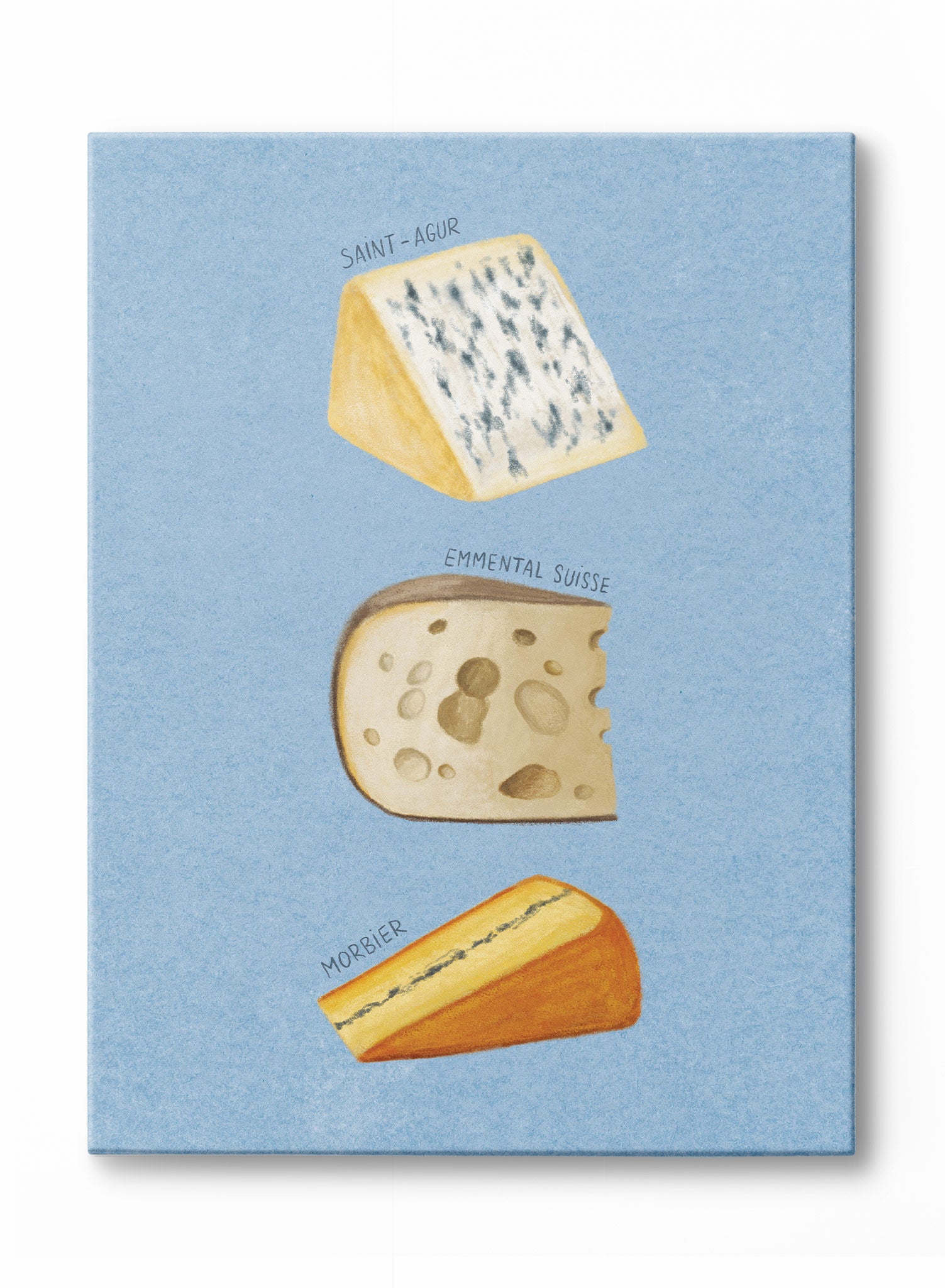 Hand Painted Cheese Art Canvas - Vintage Kitchen Decor for Dining Room & Farmhouse Style Wall Art