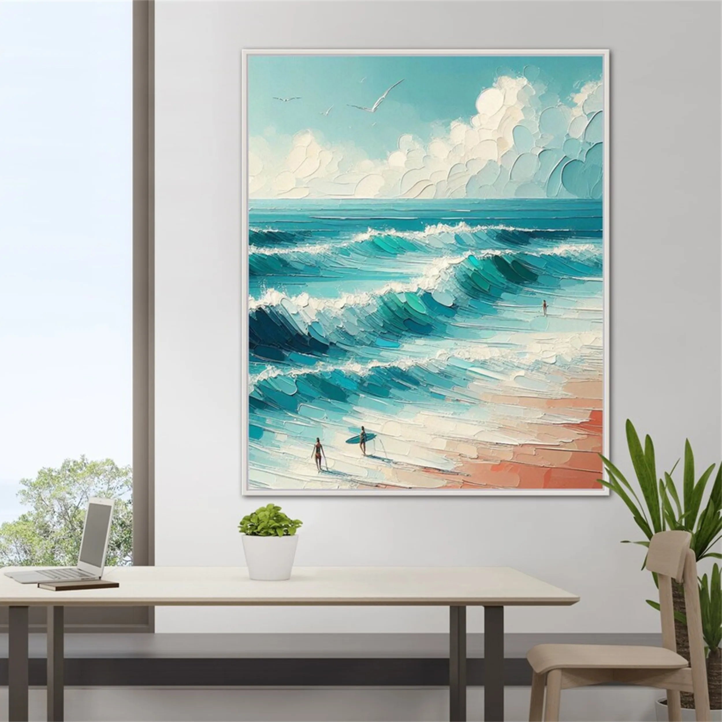 Ocean and Sky Painting #OS 139 - Handmade Seascape Wall Art for Home & Office Decor - Perfect for Living Room, Bedroom or Beach House