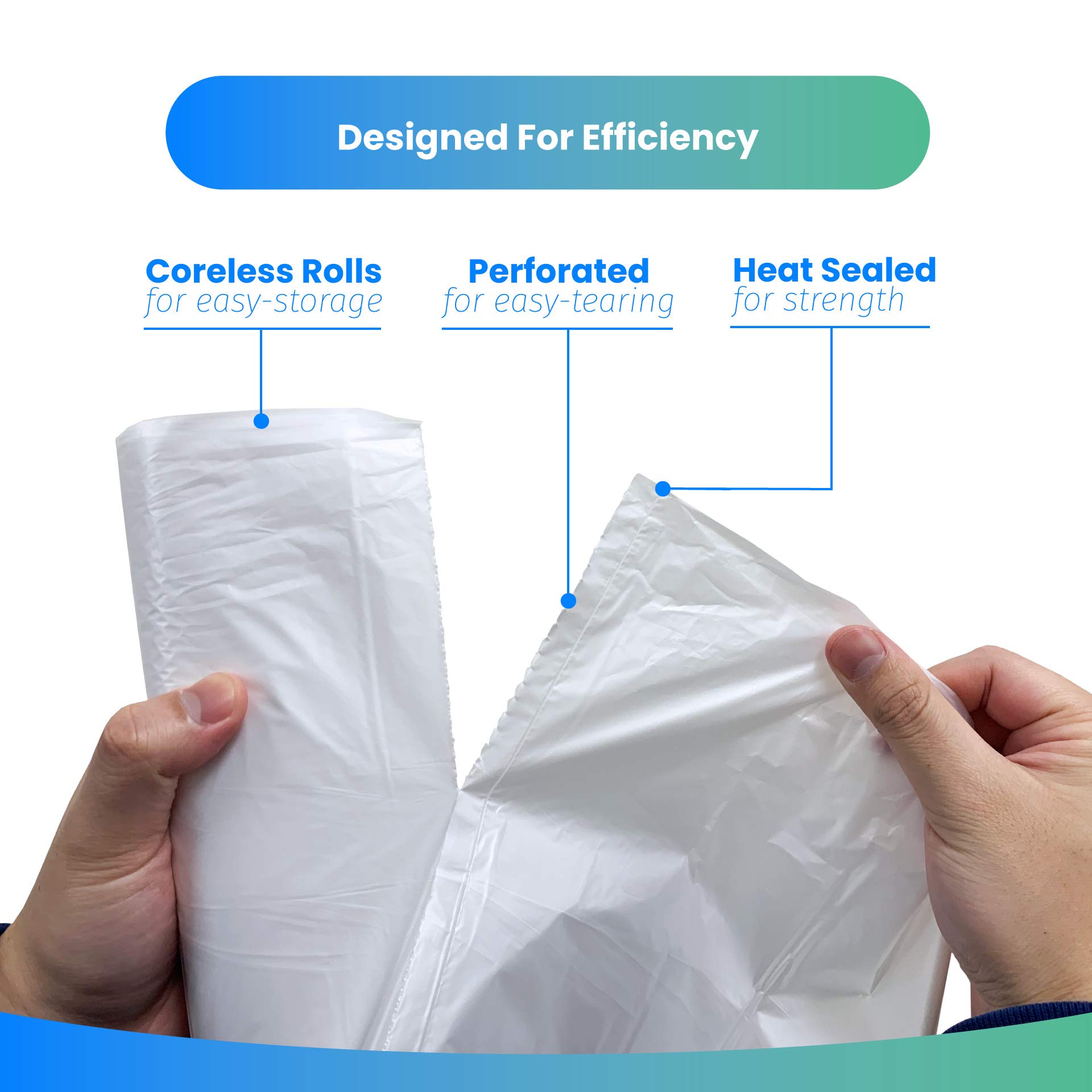 Reliable 1-2 Gallon Trash Bags - 2000 Count Clear Strong Bathroom Garbage Bags for Small Waste Bins, Office, Kitchen & Bathroom Use