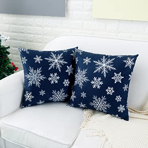 Dark Blue Big and Small Snowflakes
