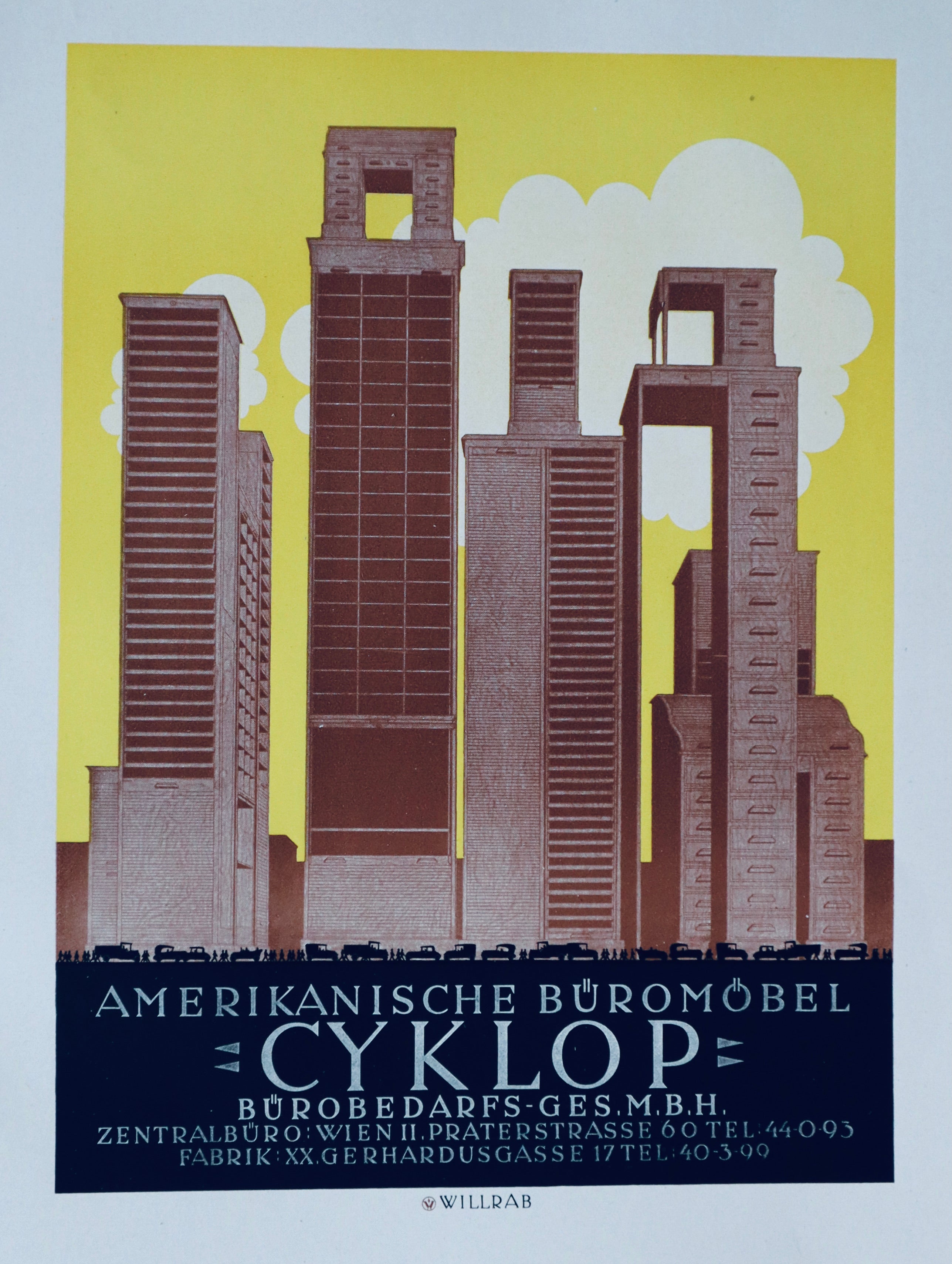 1923 Austrian Art Deco Poster - Amerikanische Büromöbel Cyklop (Architect's Model) - Vintage Office Decor & Collector's Item for Home & Office Display