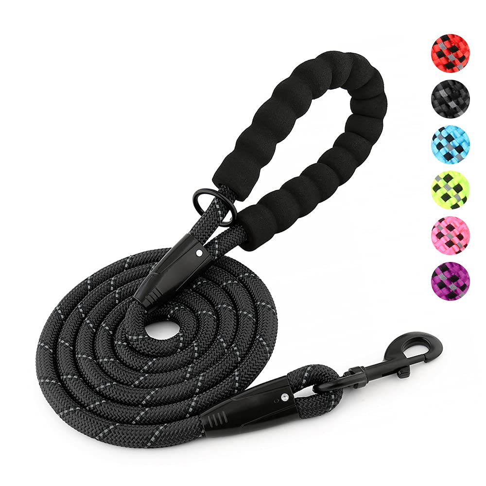 **Plutus Pet Heavy Duty Rope Dog Leash – Comfortable Padded Handle, Reflective & Durable 4/5/6 FT Leash for Small, Medium, Large Dogs (1/2
