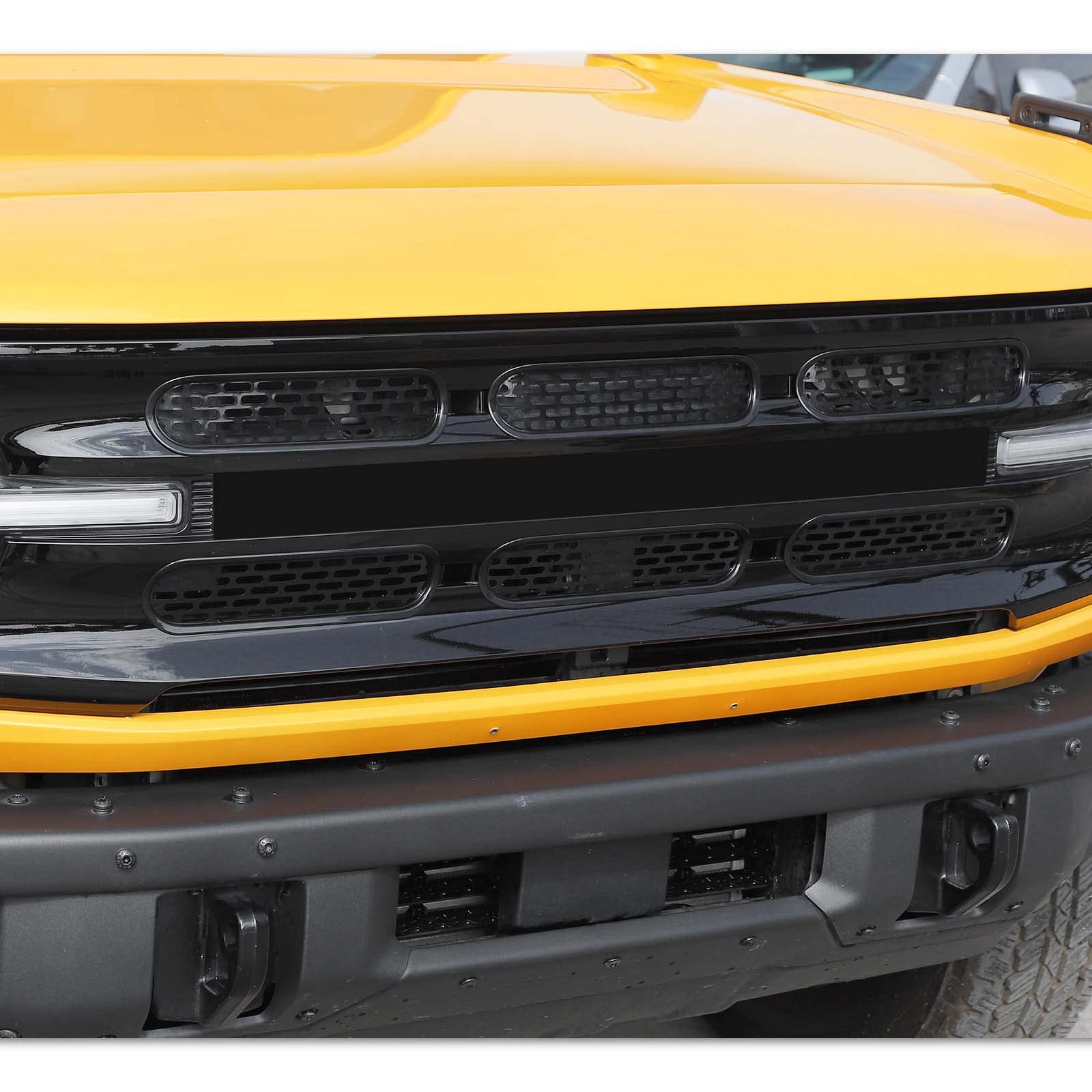 Black Front Grill Mesh Grille Inserts Cover Frame Trims Kit 6Pcs for Ford Bronco 2021-2024 2/4 Door - Exterior Accessories & Car Styling Upgrade for Off-Road & Urban Driving
