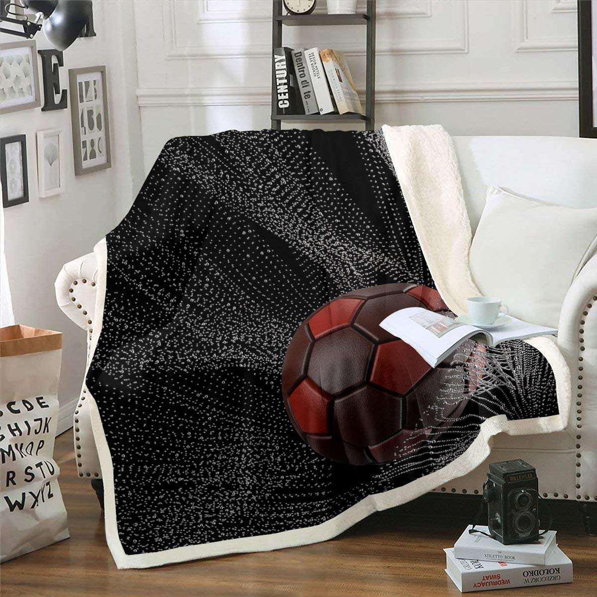 Erosebridal Boys Soccer Sherpa Fleece Blanket 30