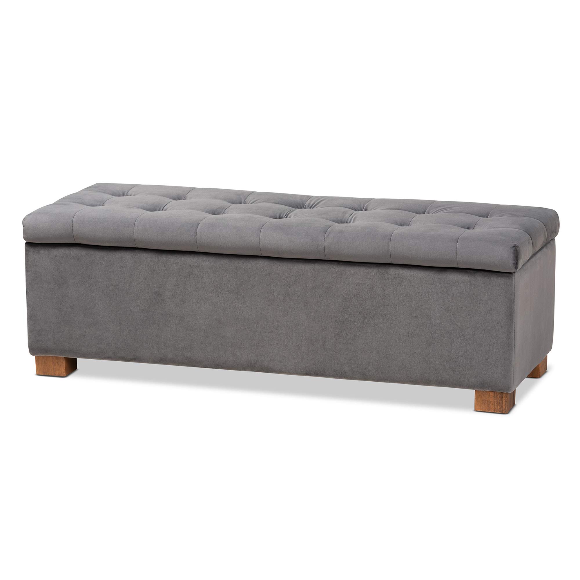 Baxton Studio Grey/Brown Ottoman with Storage - Modern Footstool Pouf for Living Room, Bedroom & Home Decor - Perfect as Coffee Table, Extra Seating or Footrest