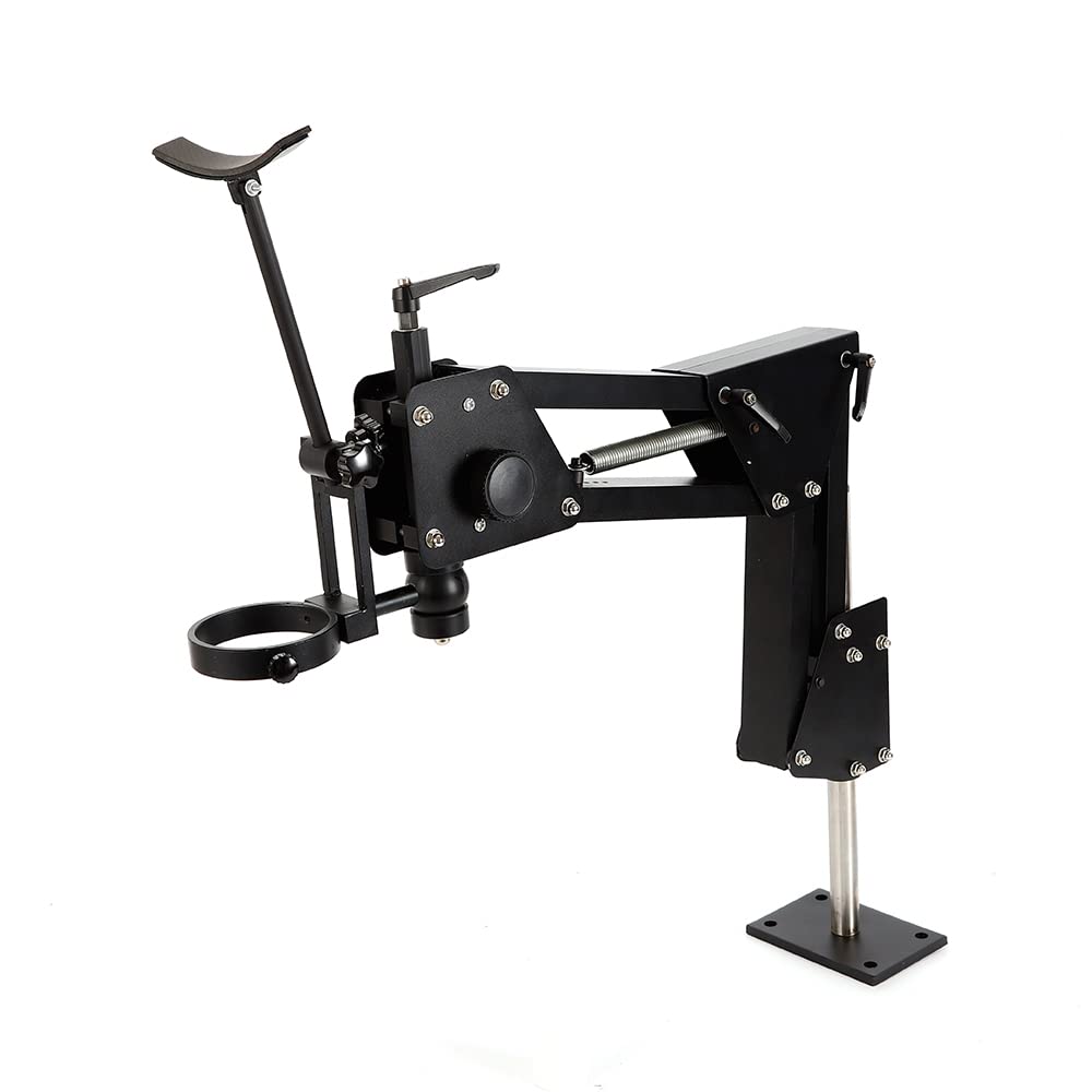 85mm Black Aluminum Alloy Jewelry Microscope Stand - 360° Multi-Directional Adjustable Gemstone Inlaying Tool for Jewelers, Watch Repair & Hobbyists (Ideal for Ring Making, Engraving & Precision Work)
