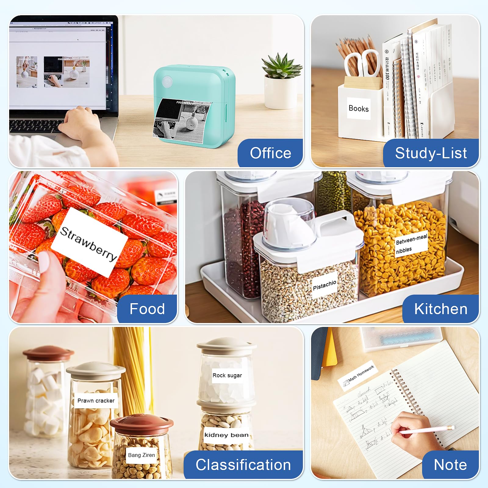 Thermal Label Printer with Bluetooth - Portable Label Maker Machine with Tape for Home, Office, School & Kitchen Organization | Perfect for Storage, Pantry, Filing & Shipping Labels