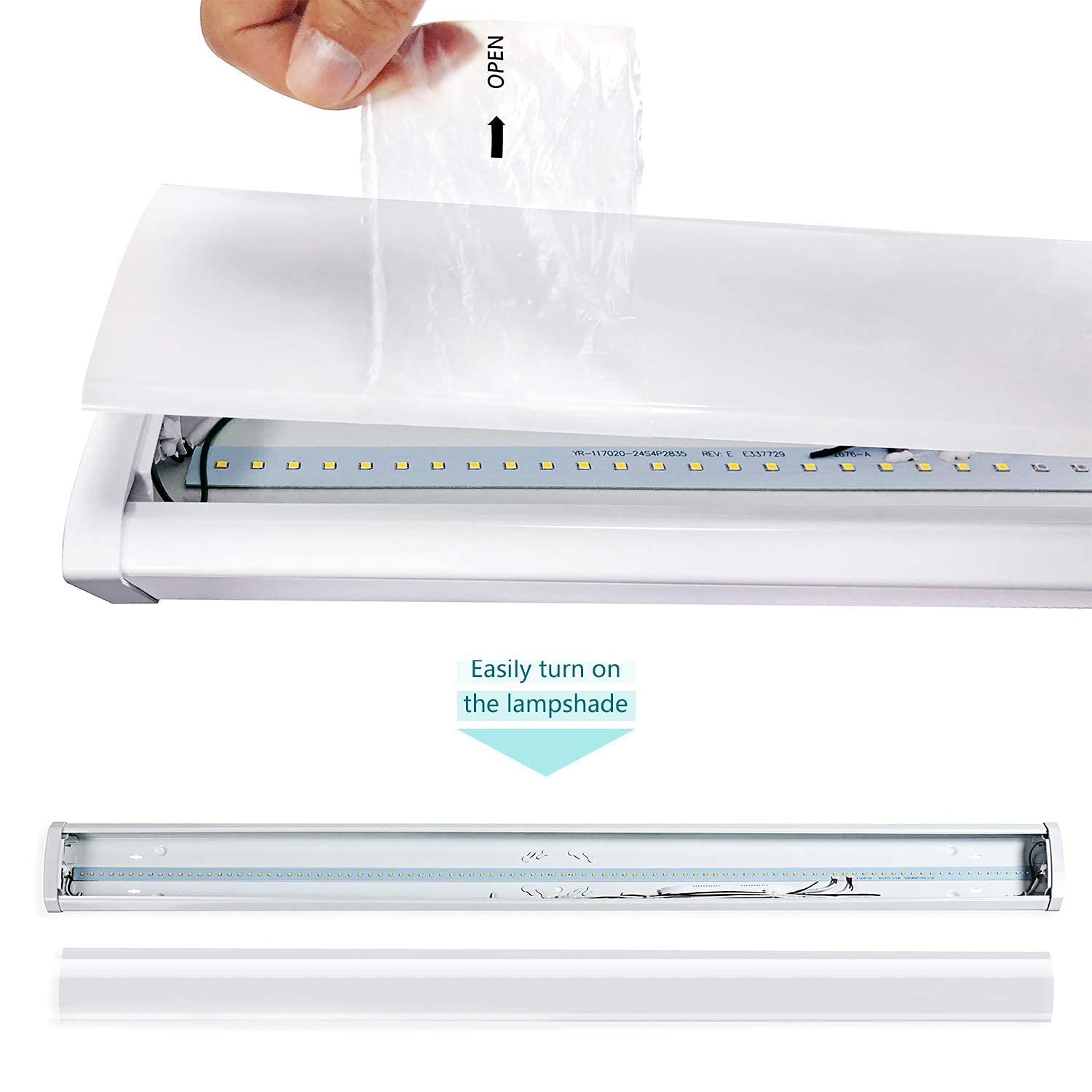 ANTLUX Linkable 4FT LED Wraparound Shop Light - 40W 4400 Lumens 4000K Flush Mount Garage Lighting - 4 Pack Linear Puff Ceiling Fixture - Fluorescent Tube Replacement for Warehouse, Workshop & Basement