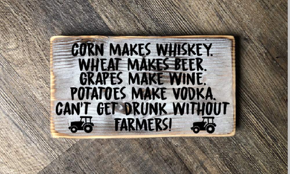 9x6 Inch Wooden Farmhouse Hanging Sign - Whiskey & Corn Rustic Home Decor for Kitchen, Bar, Office | Unframed Country Style Wall Art | Perfect for Farmhouse, Cabin & Pub Decorations