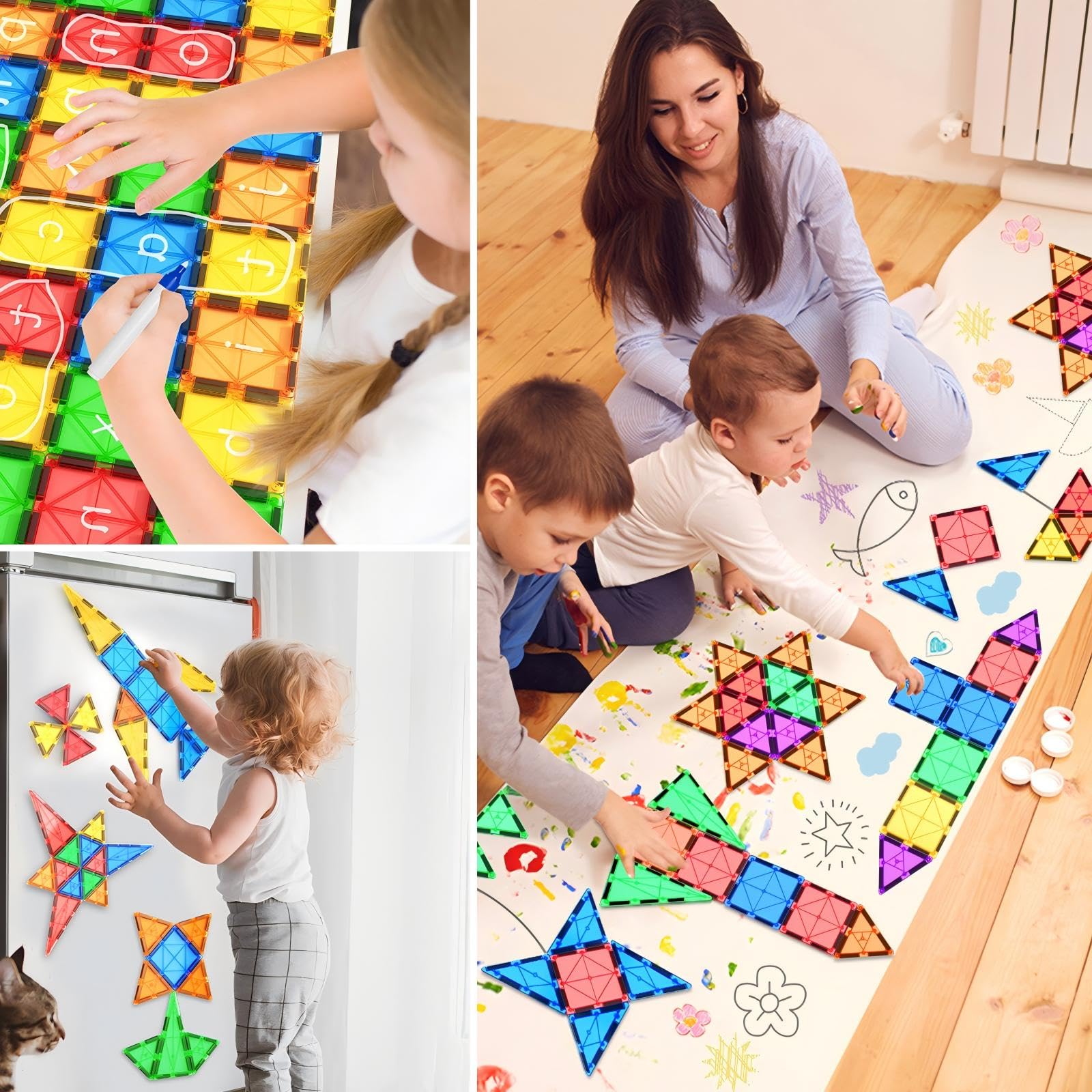 STEM Magnetic Building Tiles for Kids Ages 3-8 | Educational Construction Toys for Boys & Girls | Creative Sensory Play for Toddlers | Perfect Birthday Gift for 3-8 Year Olds | Great for Classroom, Home Learning & Developmental Play