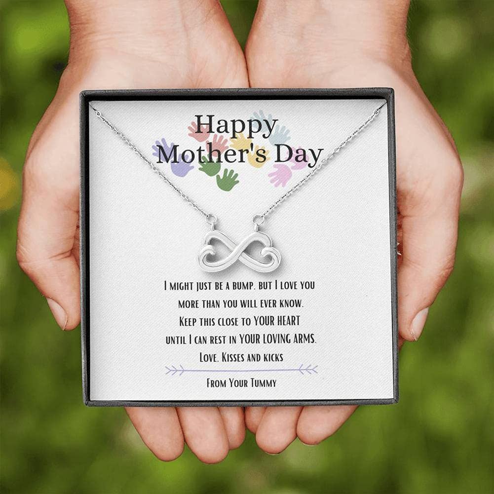 Best Gifts Infinity Hearts Necklace - Happy Mother's Day, Christmas & Birthday Gift for Expecting Moms, Pregnant Women, Luxury Silver Jewelry for Special Occasions