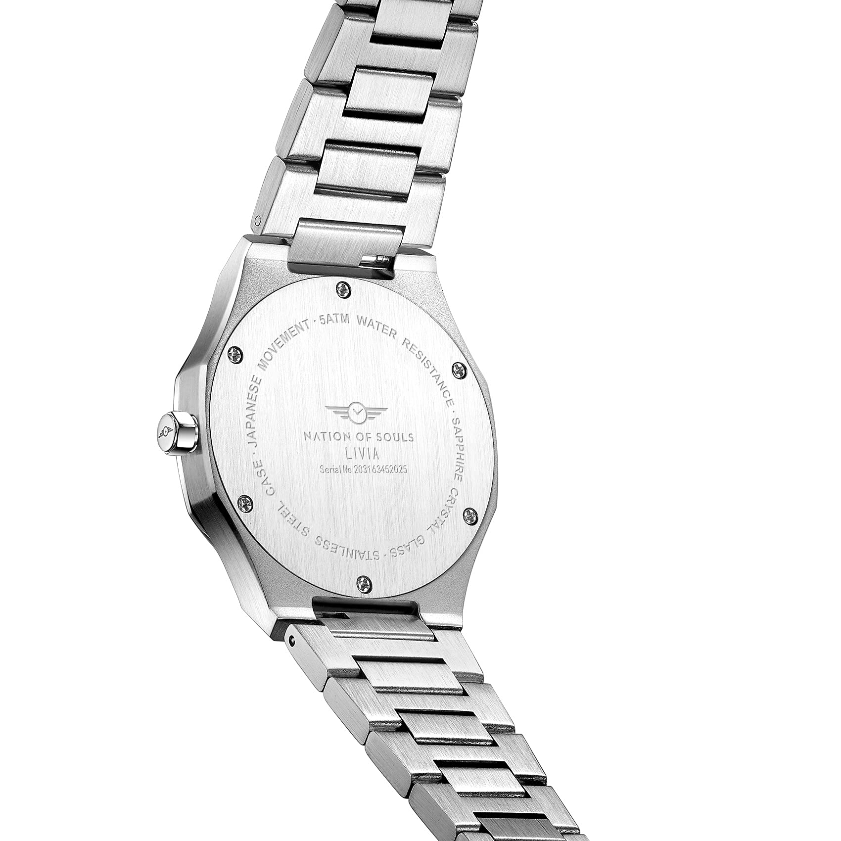Nation of Souls Livia Collection - Premium Men's Octagonal Stainless Steel Watch with Sunray Dial, 20mm Straps, Japanese Miyota Quartz Movement & Sapphire Crystal - Water Resistant Analog Watch for Business, Casual & Formal Occasions