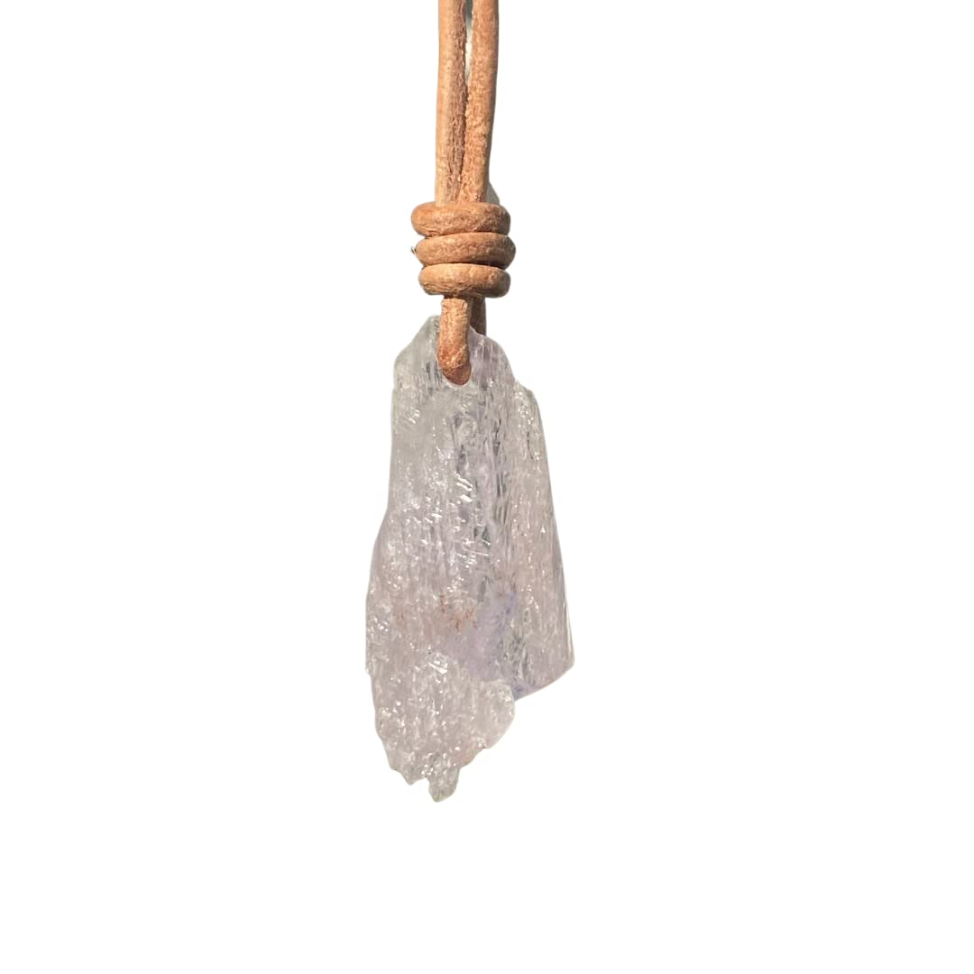 Kunzite Healing Crystal Necklace for Women & Men - Natural Raw Gemstone Jewelry, Anxiety Relief & Calming Stone, Boho Choker Pendant, Spiritual Gift for Her & Him | Perfect for Meditation, Yoga & Stress Relief